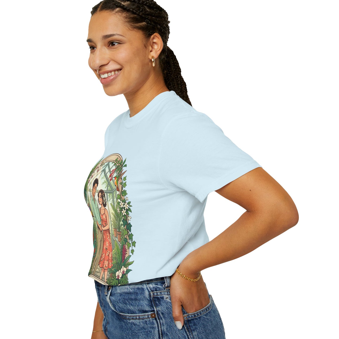 Romantic Greenhouse Couples T-Shirt — “Love Grows Where We Nurture It”