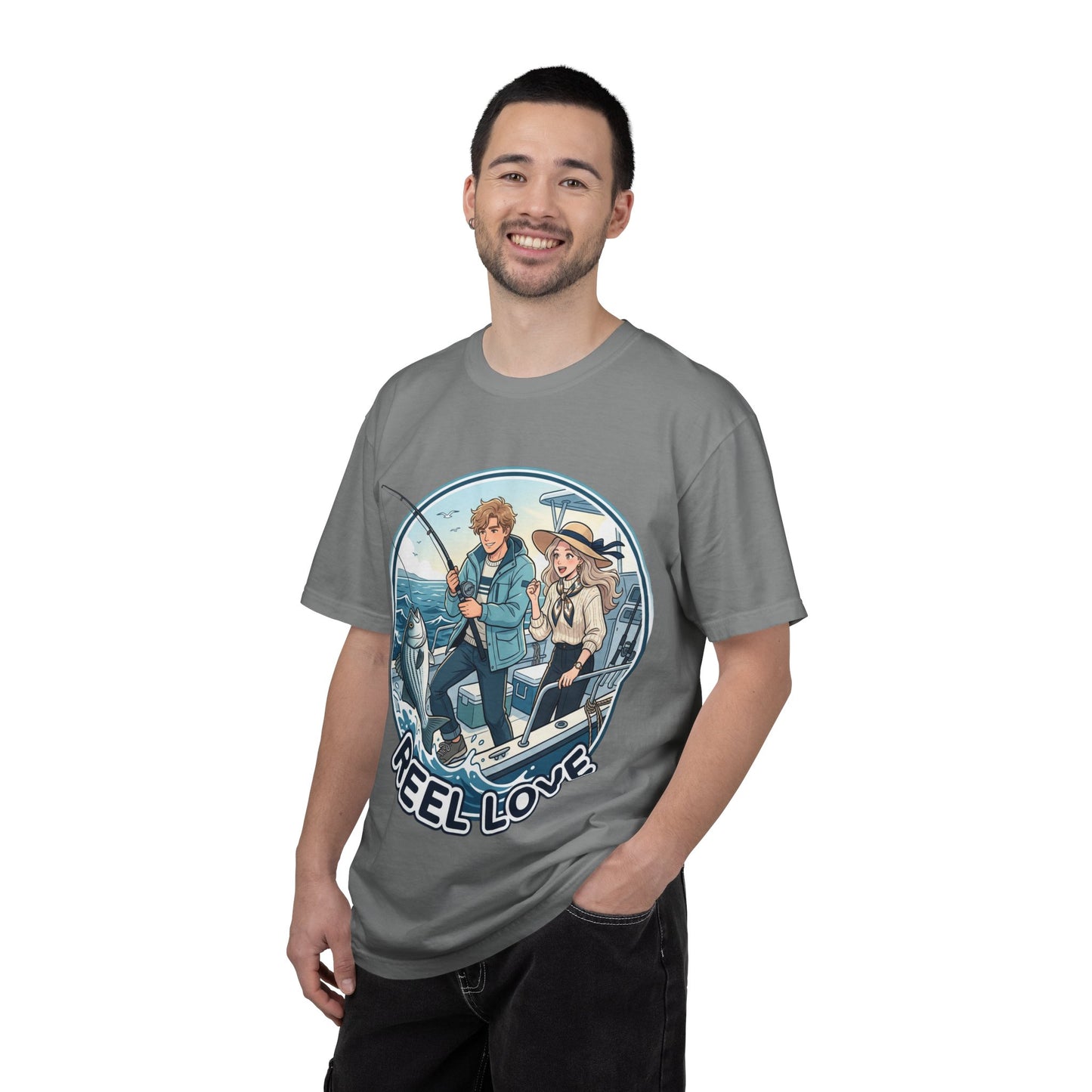 Reel Love Fishing T-Shirt — Cute Couple Anglers Graphic Tee