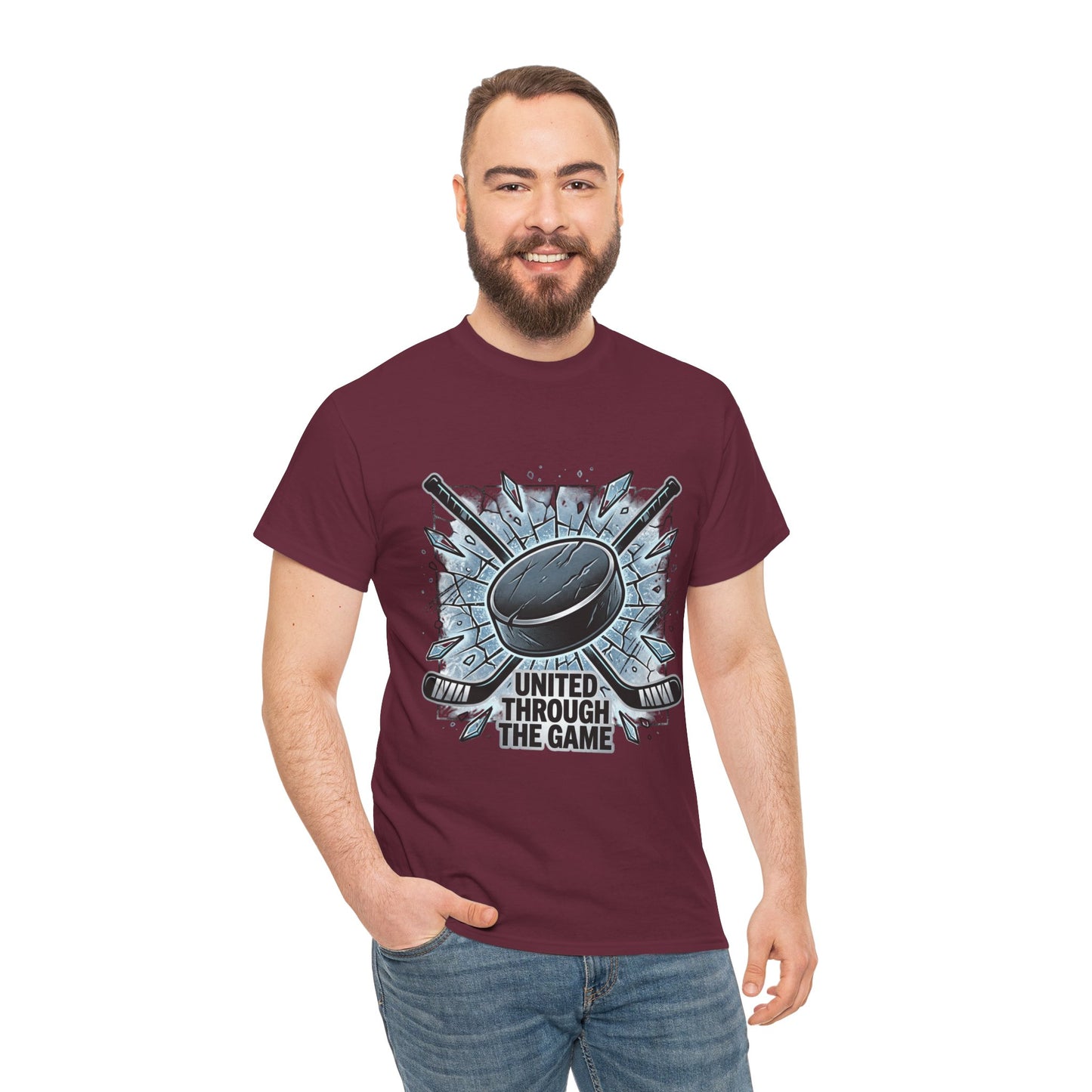 Hockey T-Shirt — "United Through the Game" Graphic Tee