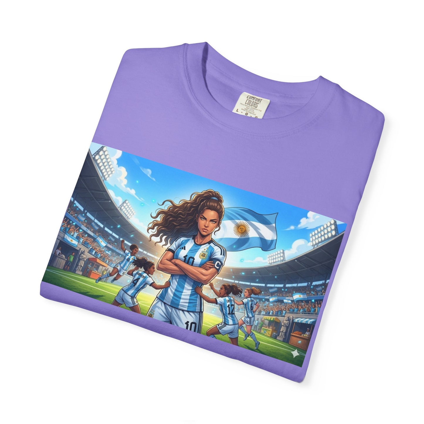Argentina Soccer Heroine Stadium T-Shirt – Female Soccer Player Graphic Tee