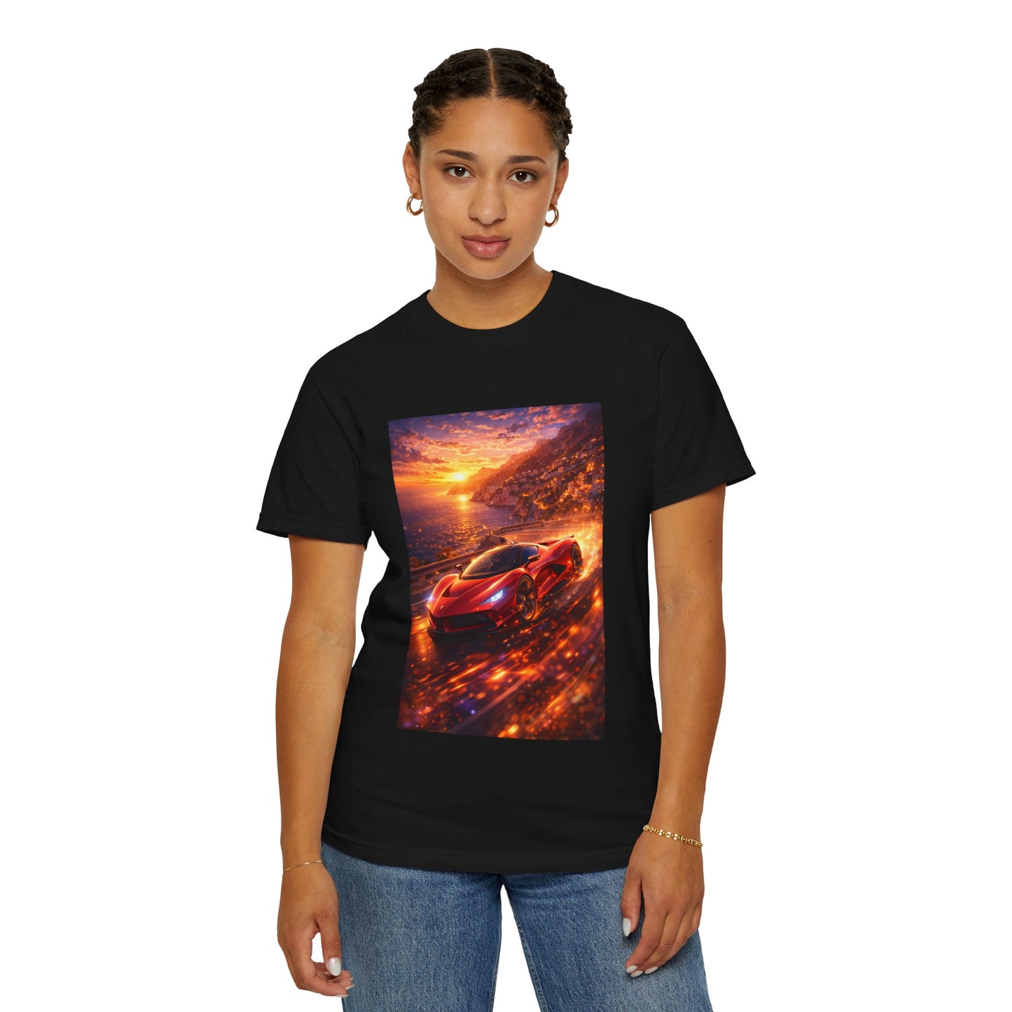 Ferrari F80- Amalfi Coast, Italy - T‑Shirt — Red Sports Car Print