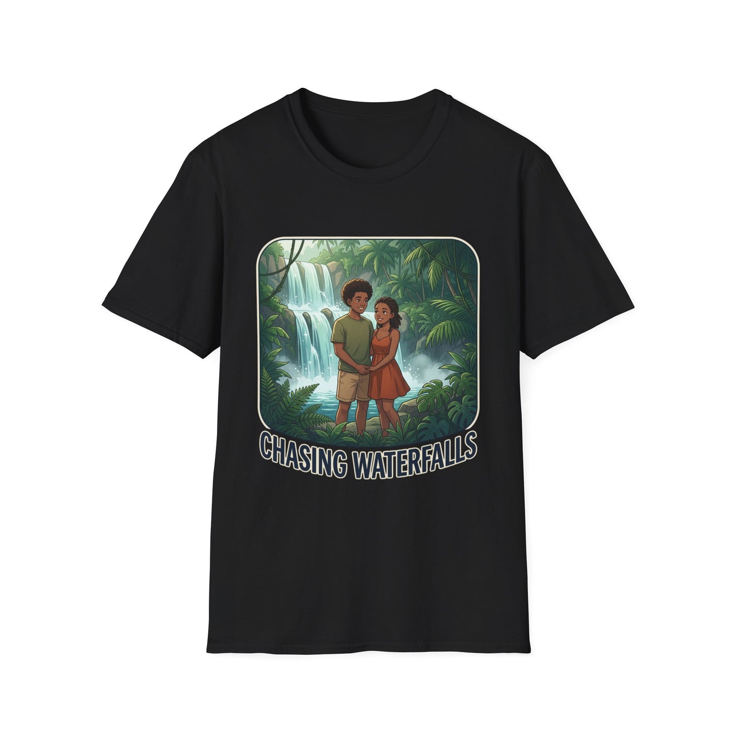 Chasing Waterfalls T-Shirt — Couple Adventure Graphic Tee