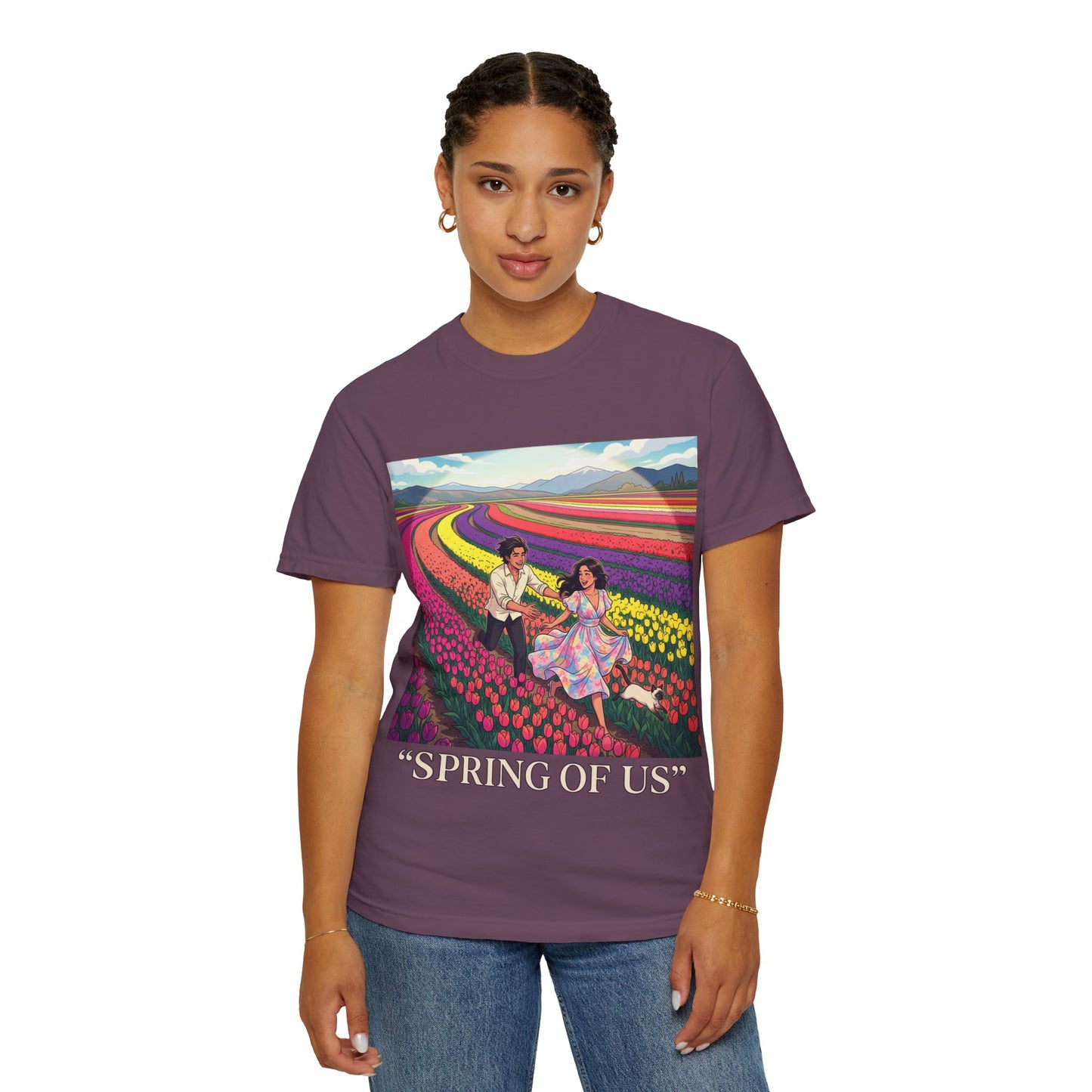 Spring of Us T-Shirt — Floral Field Vintage Couple Graphic Tee