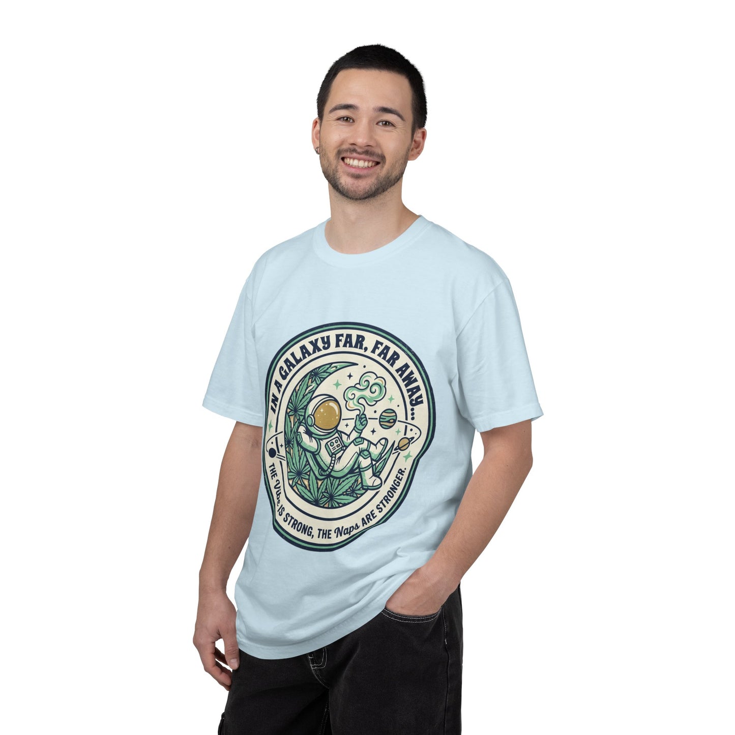 T-Shirt — "In a Galaxy Far, Far Away" Retro Space Nap Graphic Tee