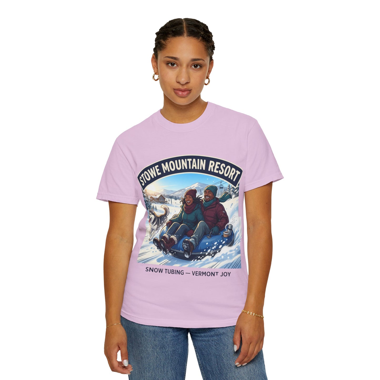 Stowe Mountain Resort Snow Tubing T-Shirt — "Vermont Joy" Winter Apparel