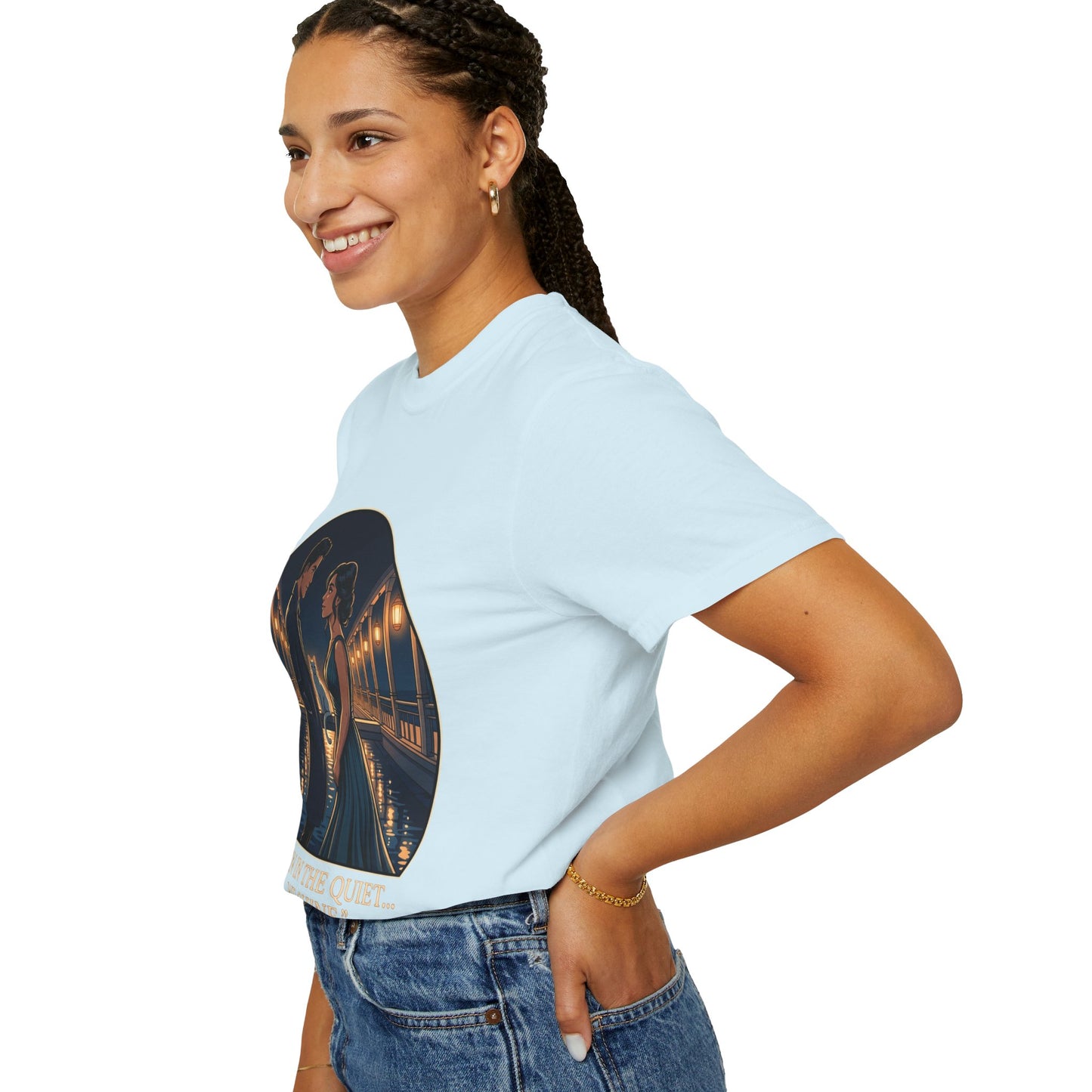 Romantic Night Stroll T-Shirt — "Even in the Quiet... We Shine" Graphic Tee