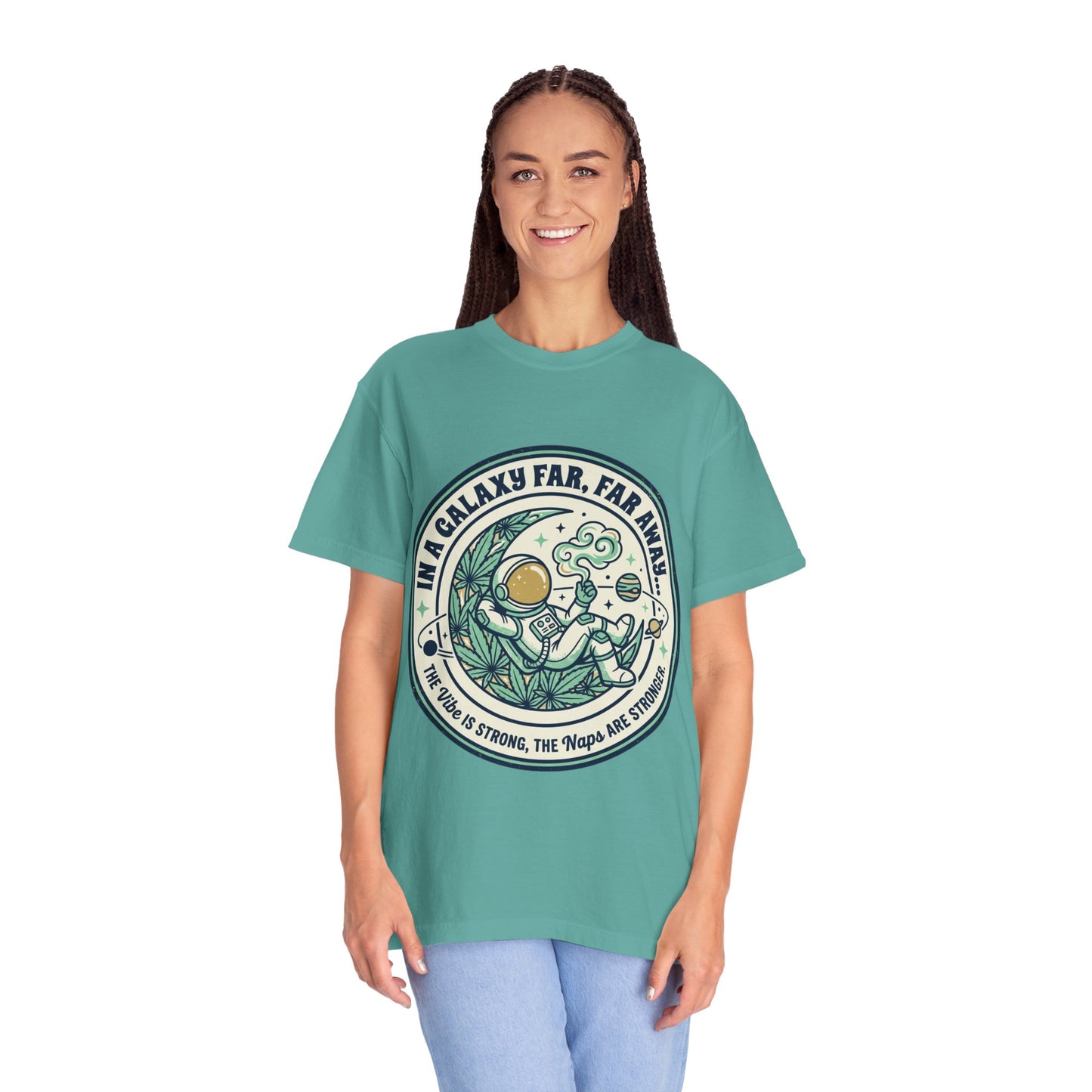 T-Shirt — "In a Galaxy Far, Far Away" Retro Space Nap Graphic Tee