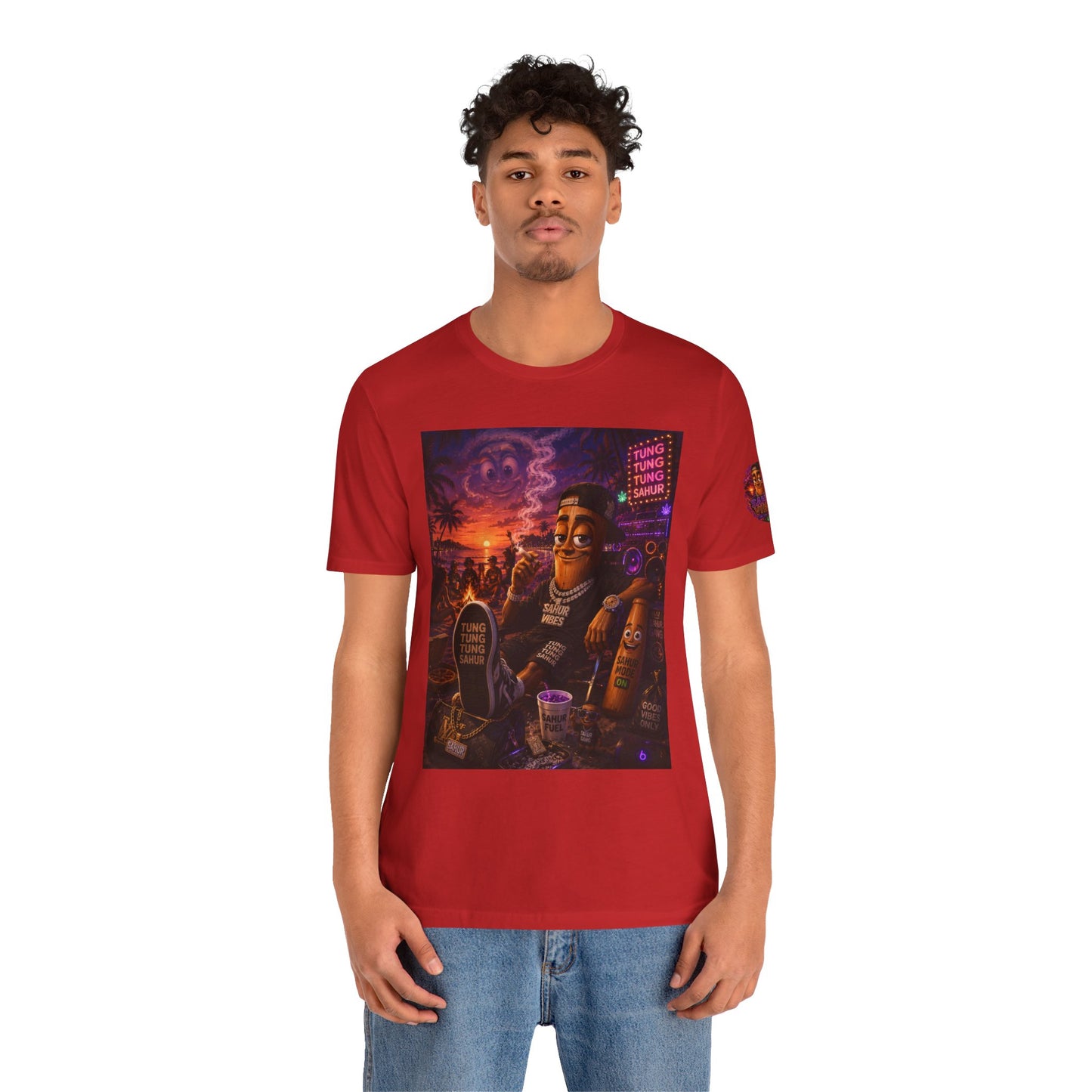 Tung Tung Tung Sahur Laid-Back Nightlife Graphic Tee — "Things Take Time" Urban Cartoon Design