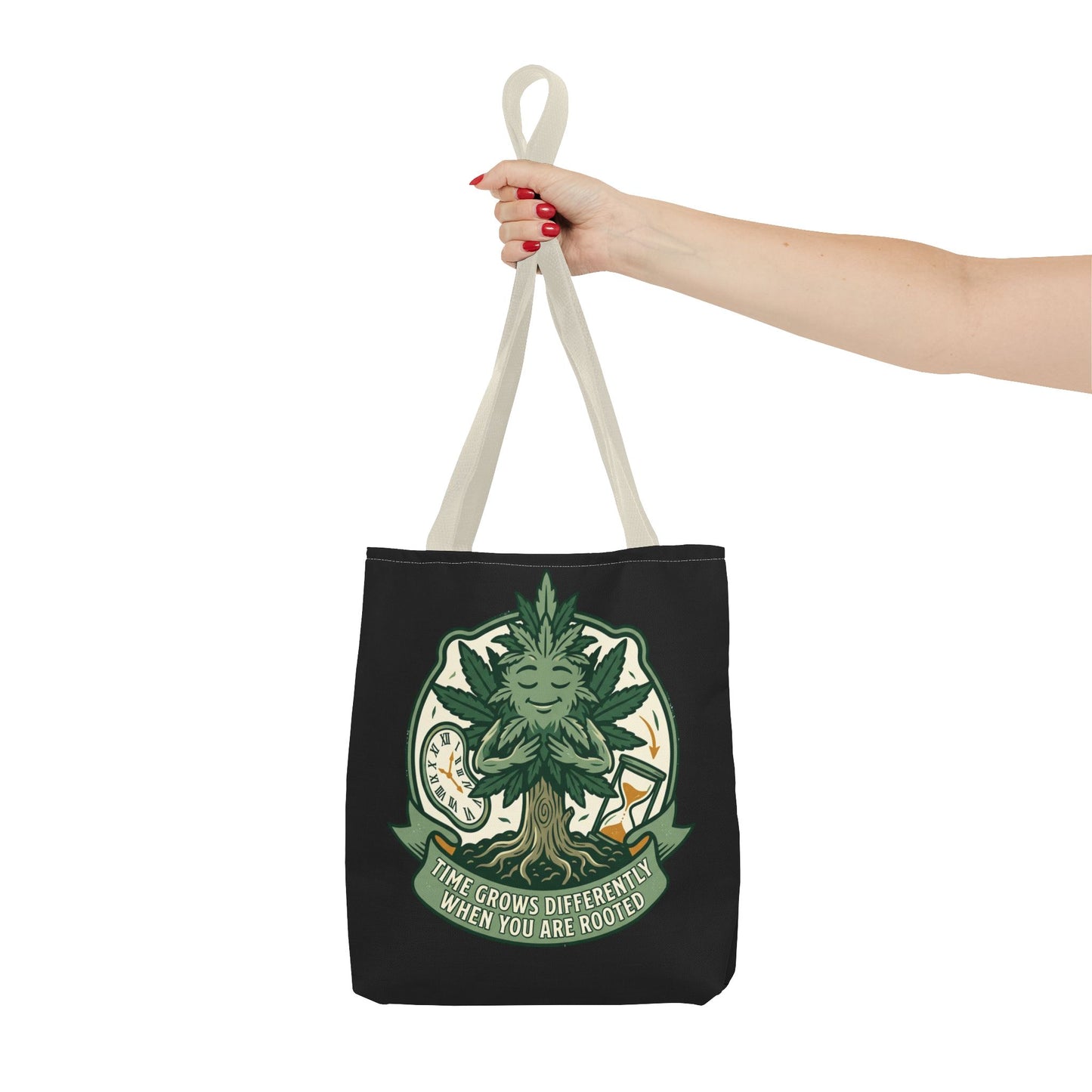 Rooted Tree Spirit Tote Bag — “Time Grows Different When You Are Rooted” Eco Tote