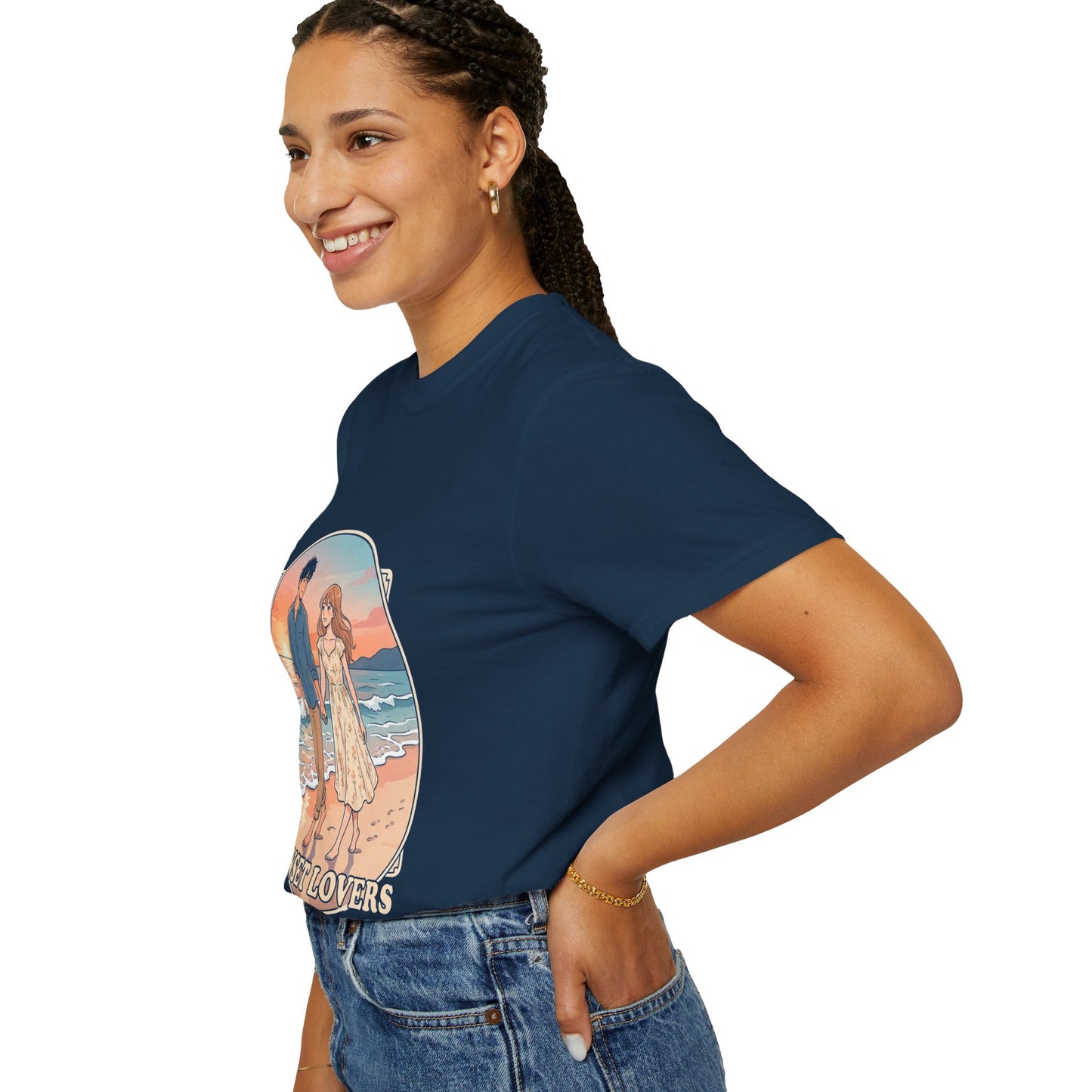Sunset Lovers Beach T-Shirt — Romantic Couple Graphic Tee