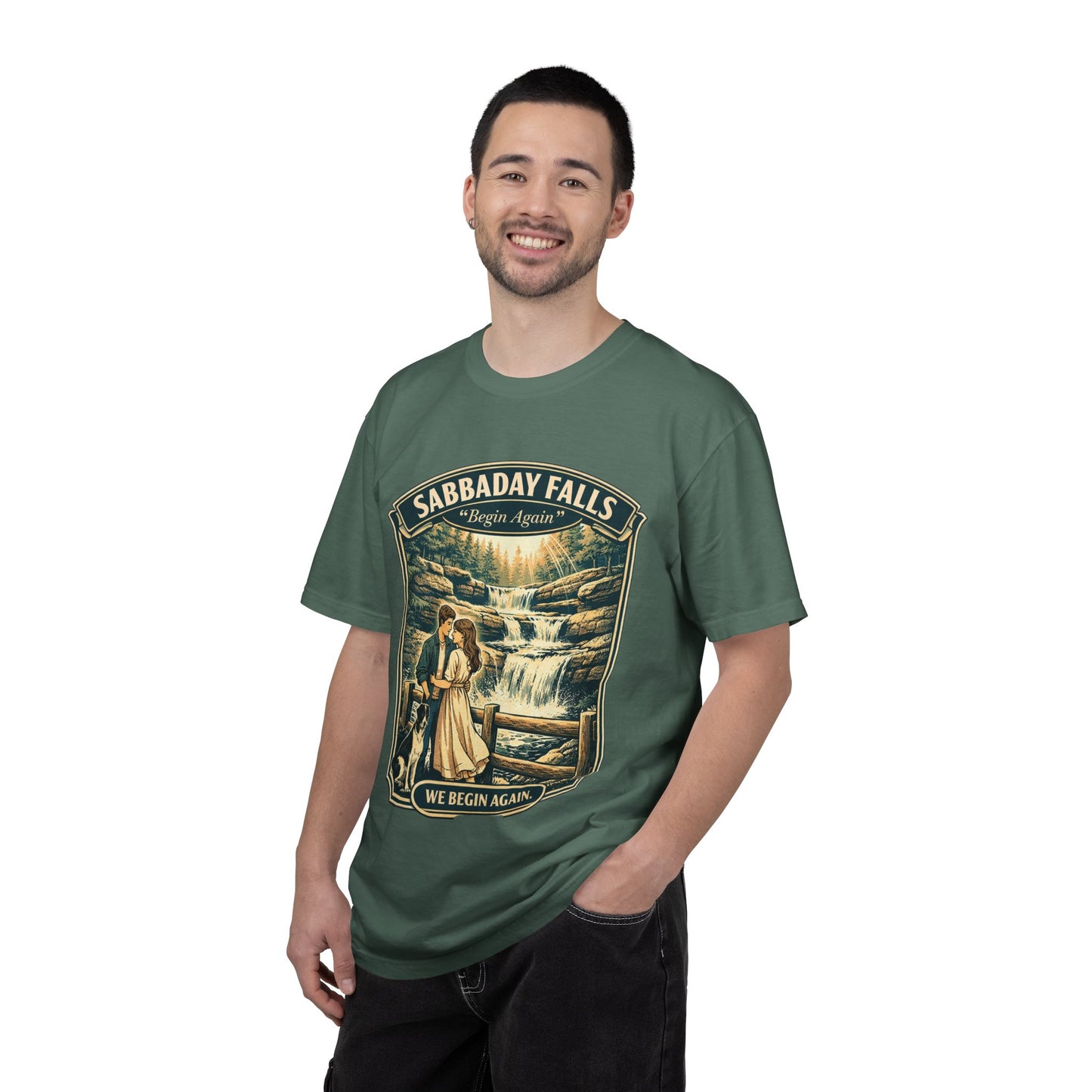 Sabbaday Falls 'We Begin Again' Vintage Nature T-Shirt