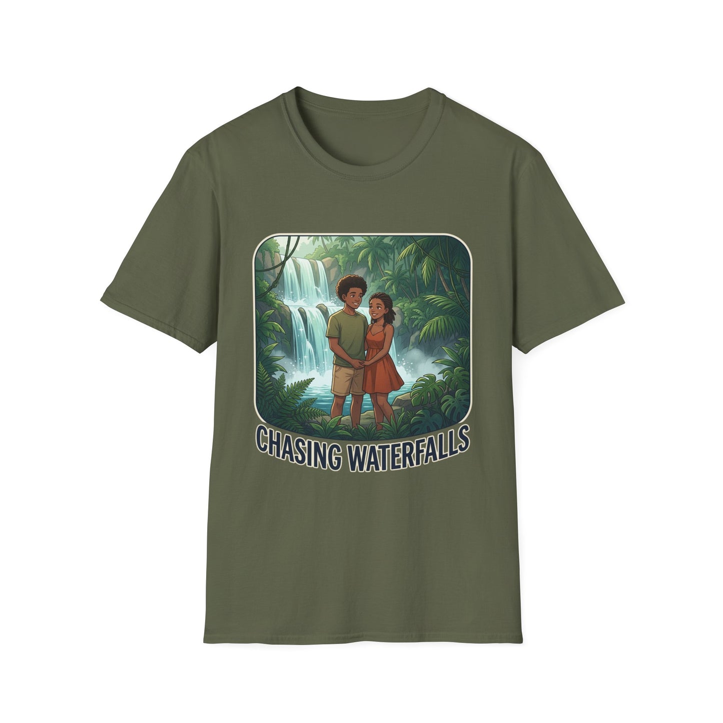 Chasing Waterfalls T-Shirt — Couple Adventure Graphic Tee