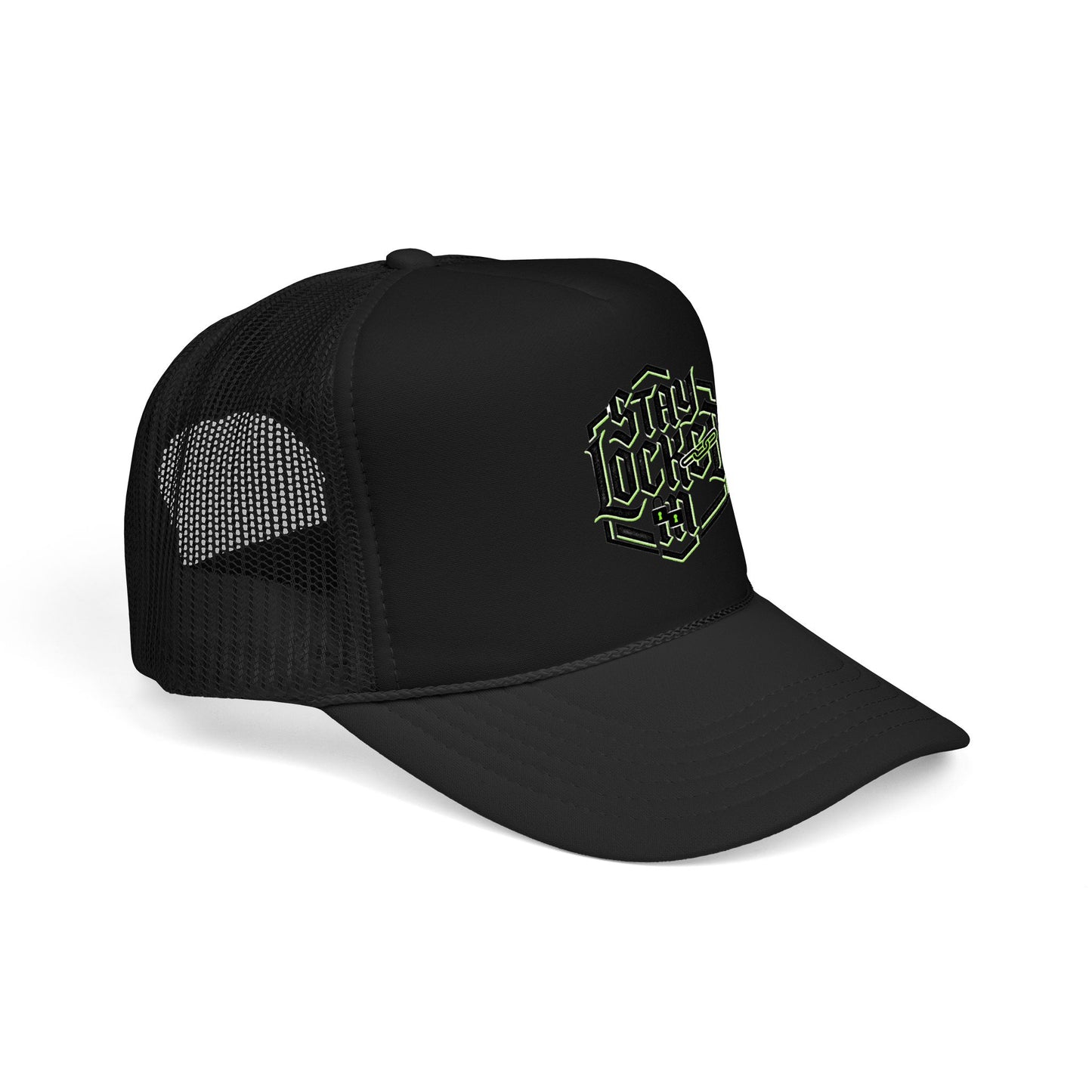 Trucker Hat – Neon 'Stay Lucked In' Embroidered Mesh Cap