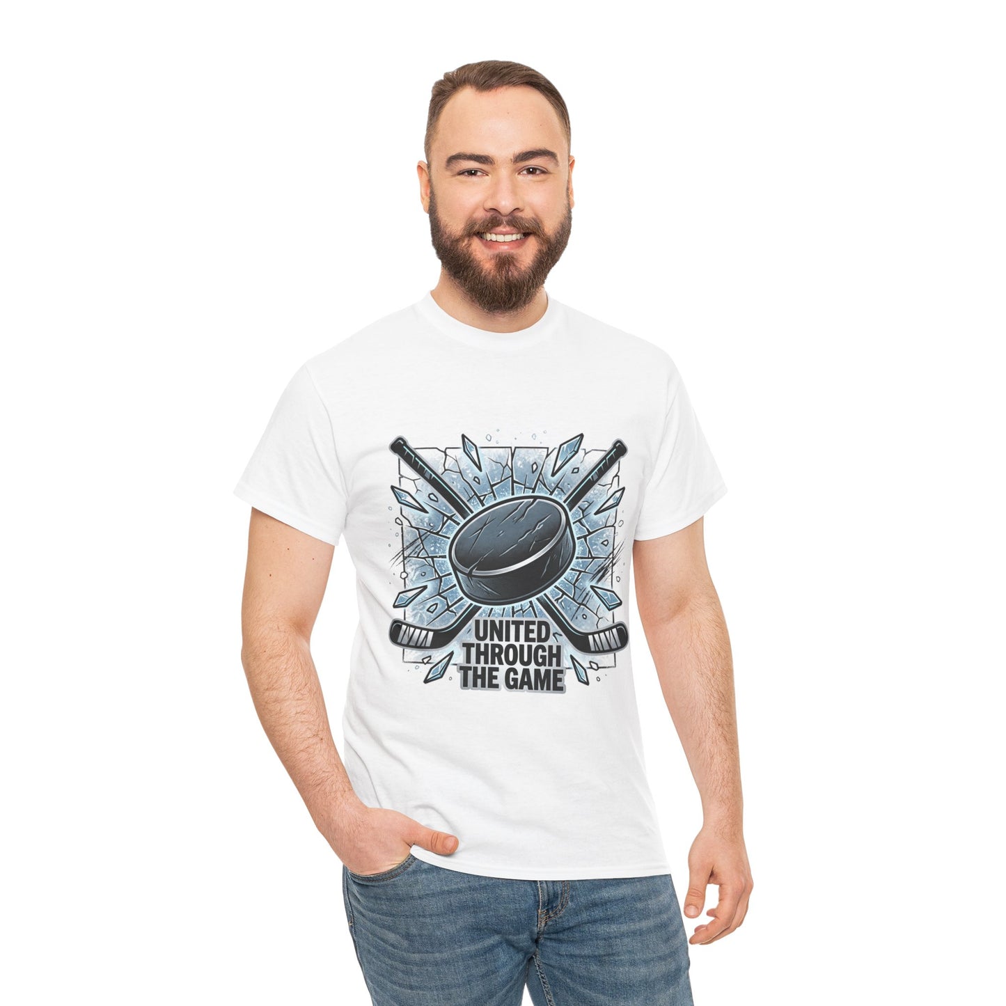 Hockey T-Shirt — "United Through the Game" Graphic Tee
