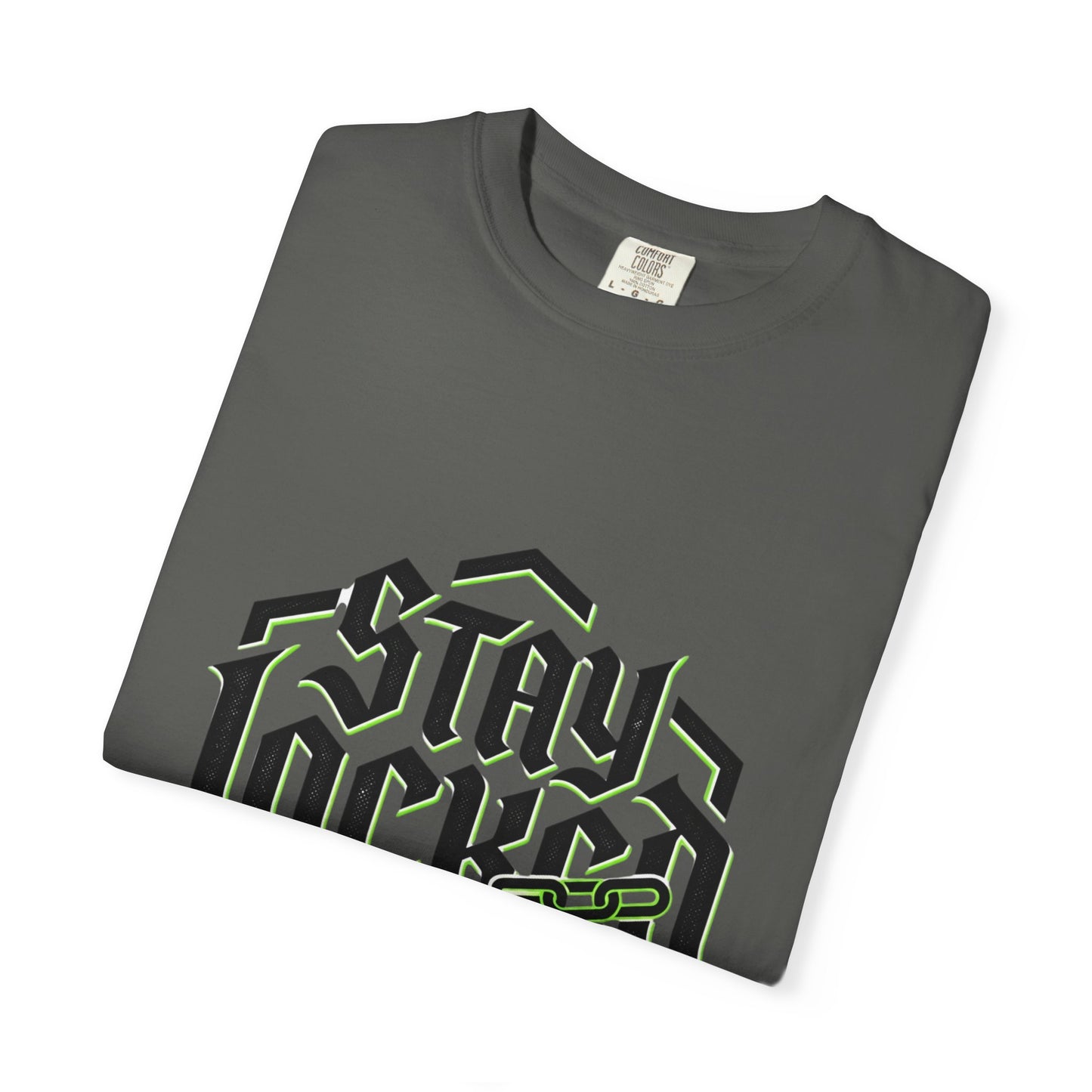 Stay Locked In T-Shirt — Bold Gothic Logo Tee