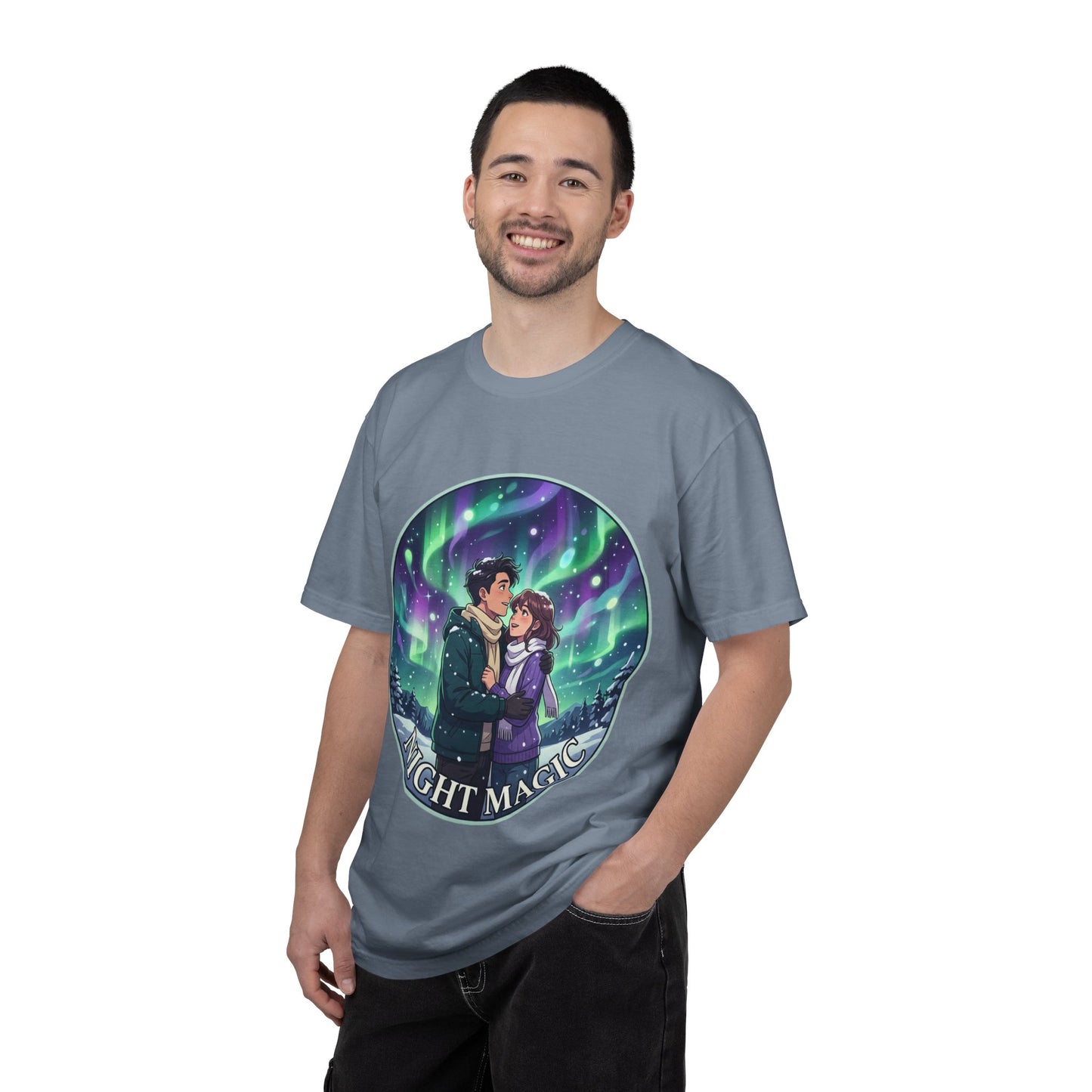 Night Magic T-Shirt — Northern Lights Couple Illustration