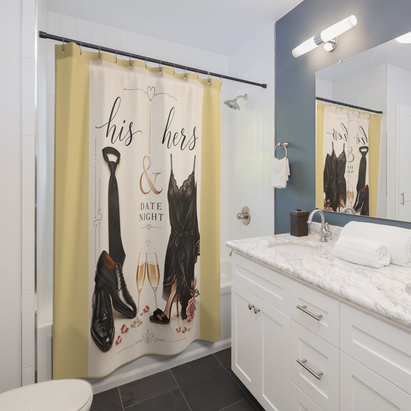Après Minuit Shower Curtain – Romantic Candlelit Affair Bathroom Decor