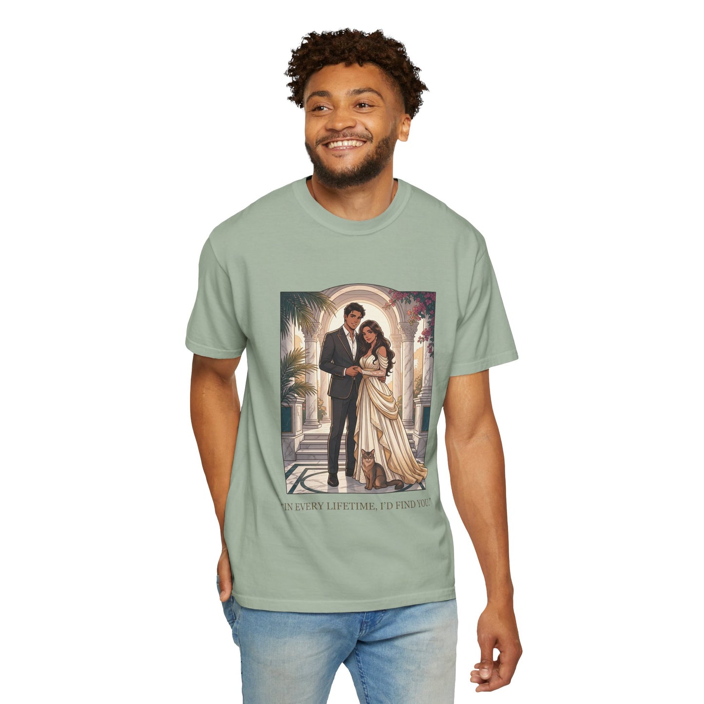Romantic Vintage Wedding Portrait T-Shirt — "In Every Lifetime, I'd Find You"