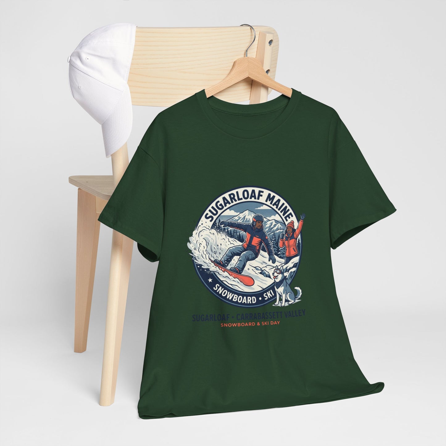 Sugarloaf Maine Snowboard & Ski T‑Shirt — Sugarloaf‑Carrabassett Valley Retro Graphic Tee