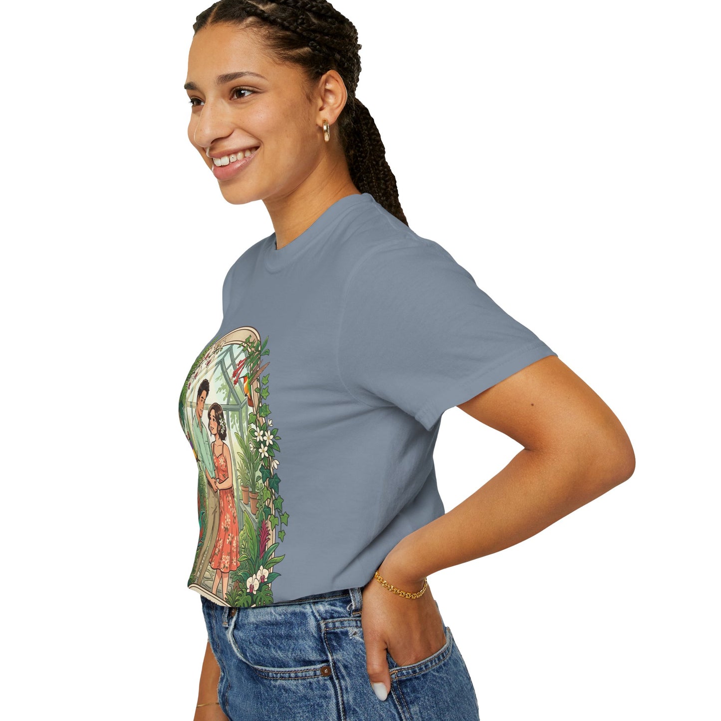 Romantic Greenhouse Couples T-Shirt — “Love Grows Where We Nurture It”