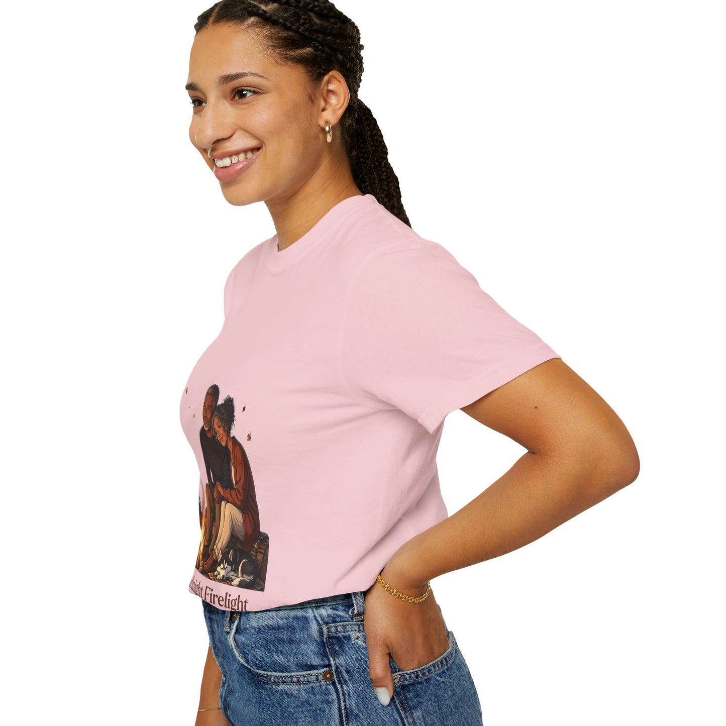 Midnight Firelight T-Shirt — Cozy Couple Campfire Graphic Tee