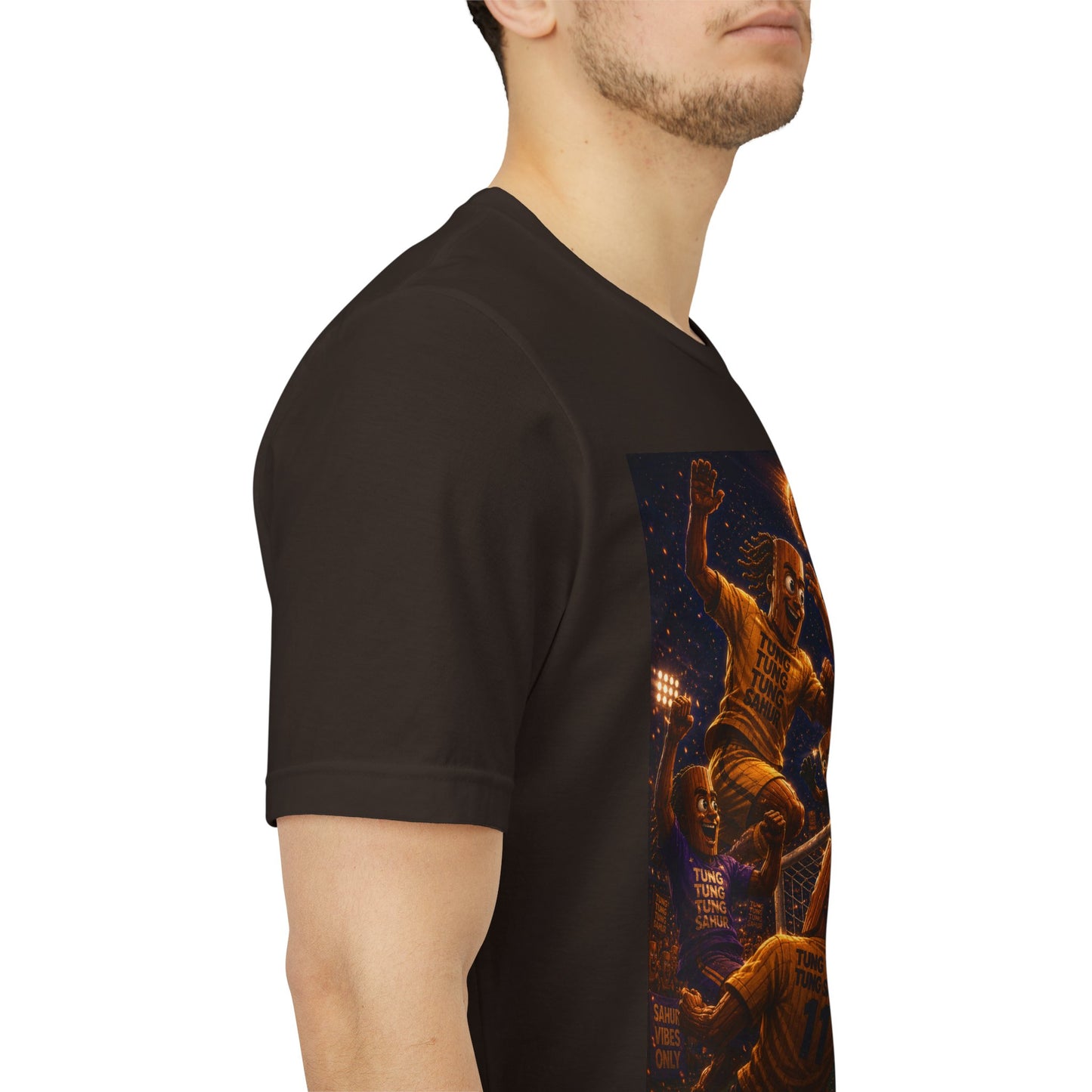 Tung Tung Tung Sahur Header Goal Soccer Action Graphic Tee — Team Court Night Design