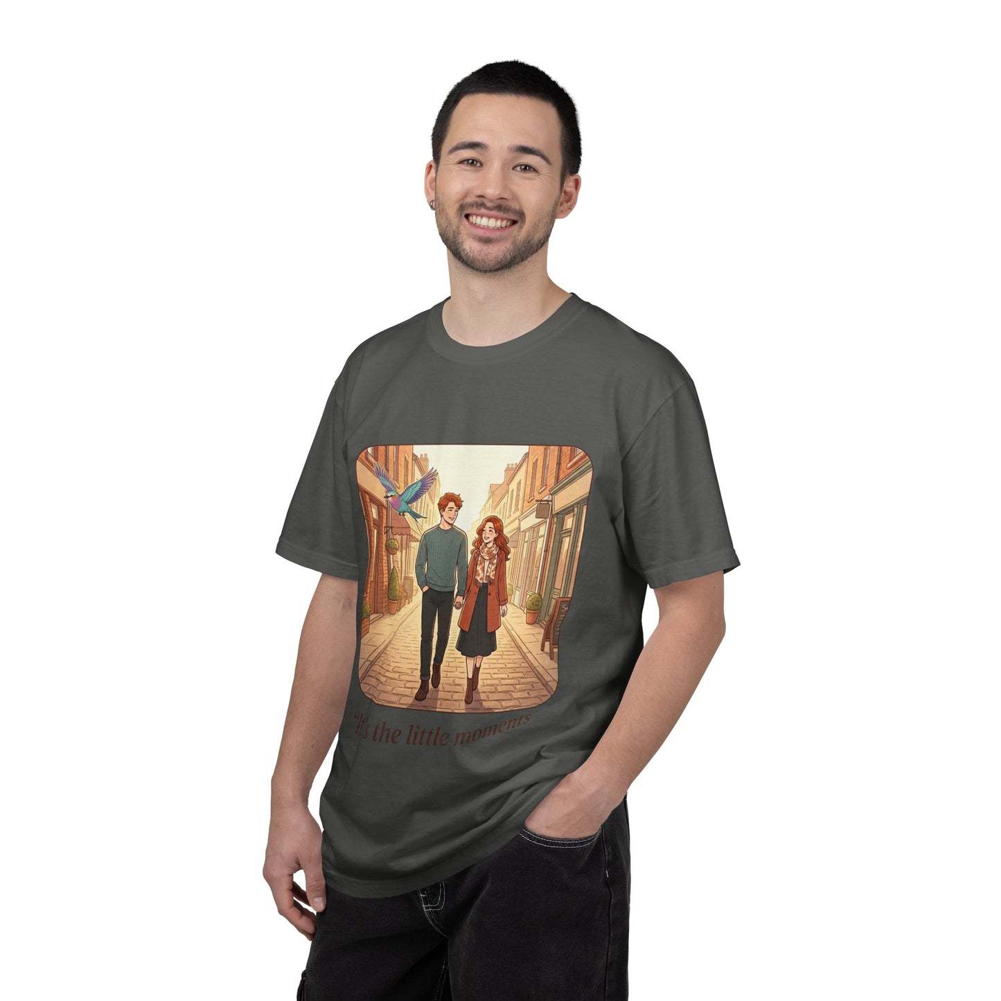 Romantic Stroll T-Shirt — “It’s the little moments” Couple Illustration Tee