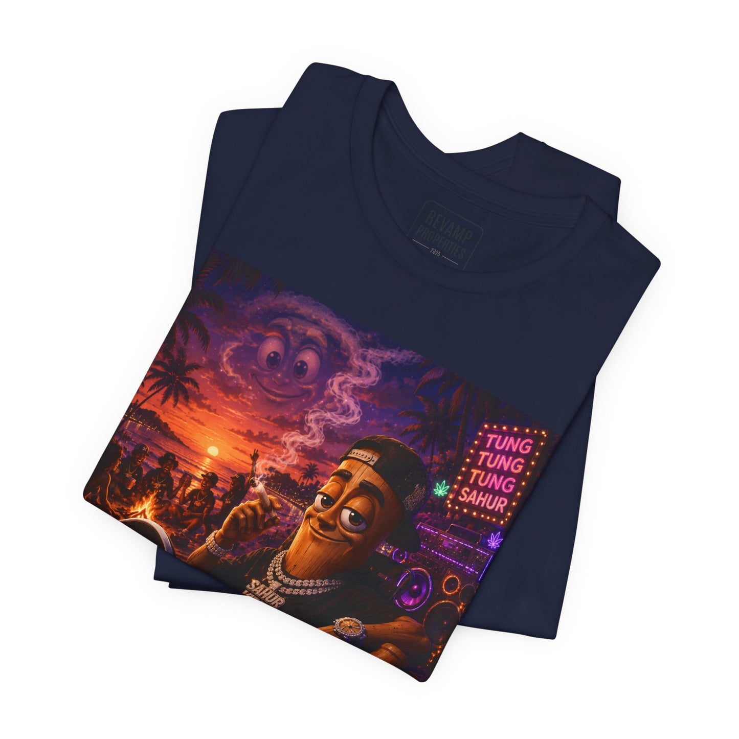 Tung Tung Tung Sahur Laid-Back Nightlife Graphic Tee — "Things Take Time" Urban Cartoon Design