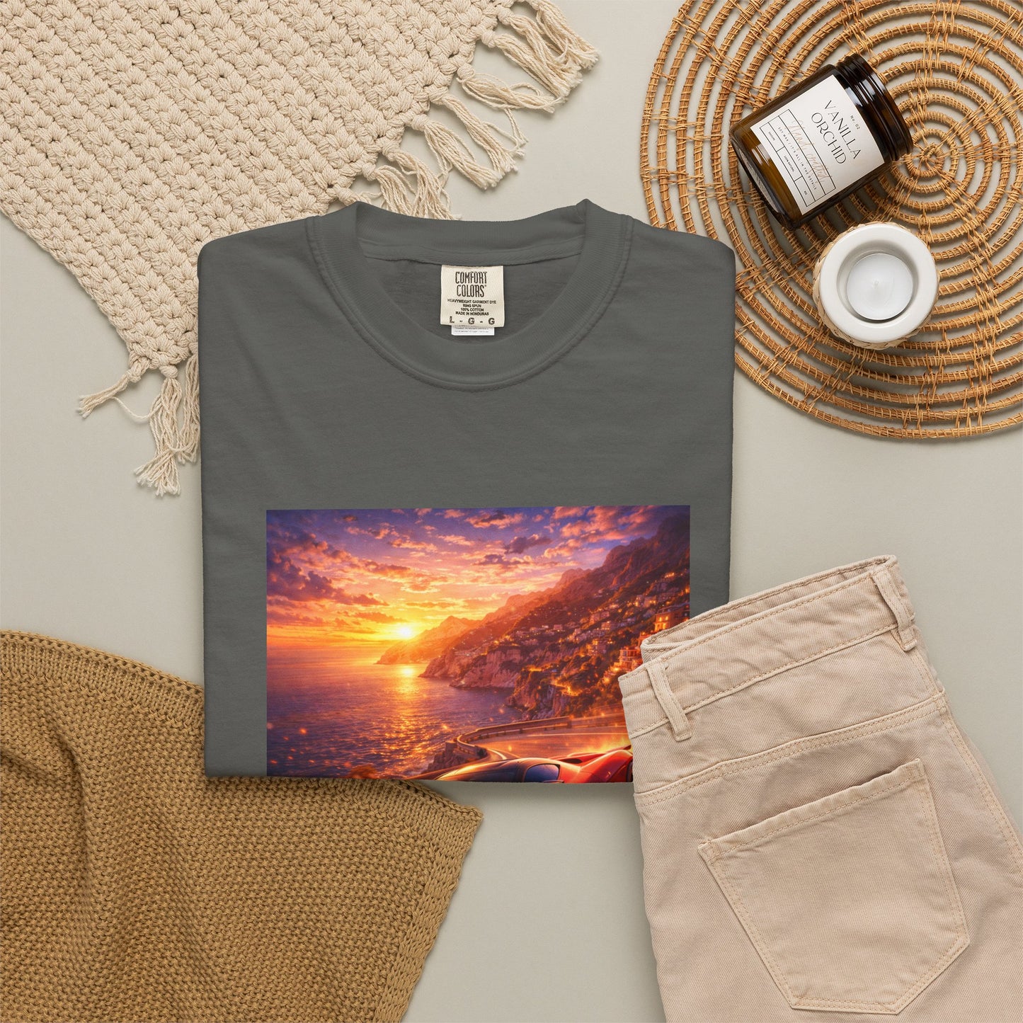 Ferrari F80- Amalfi Coast, Italy - T‑Shirt — Red Sports Car Print