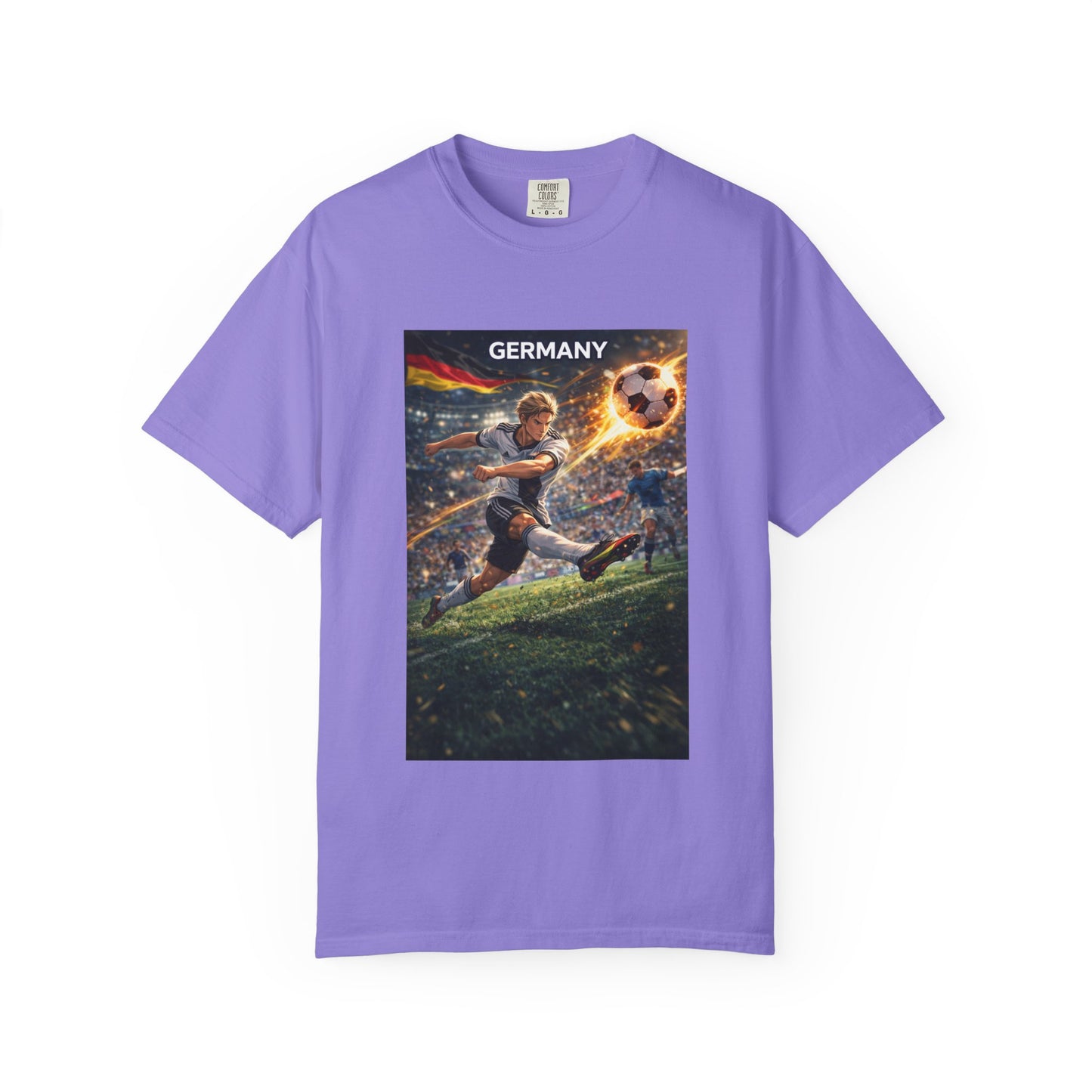 Germany Soccer Player Graphic T-Shirt — Retro Football Stadium Print