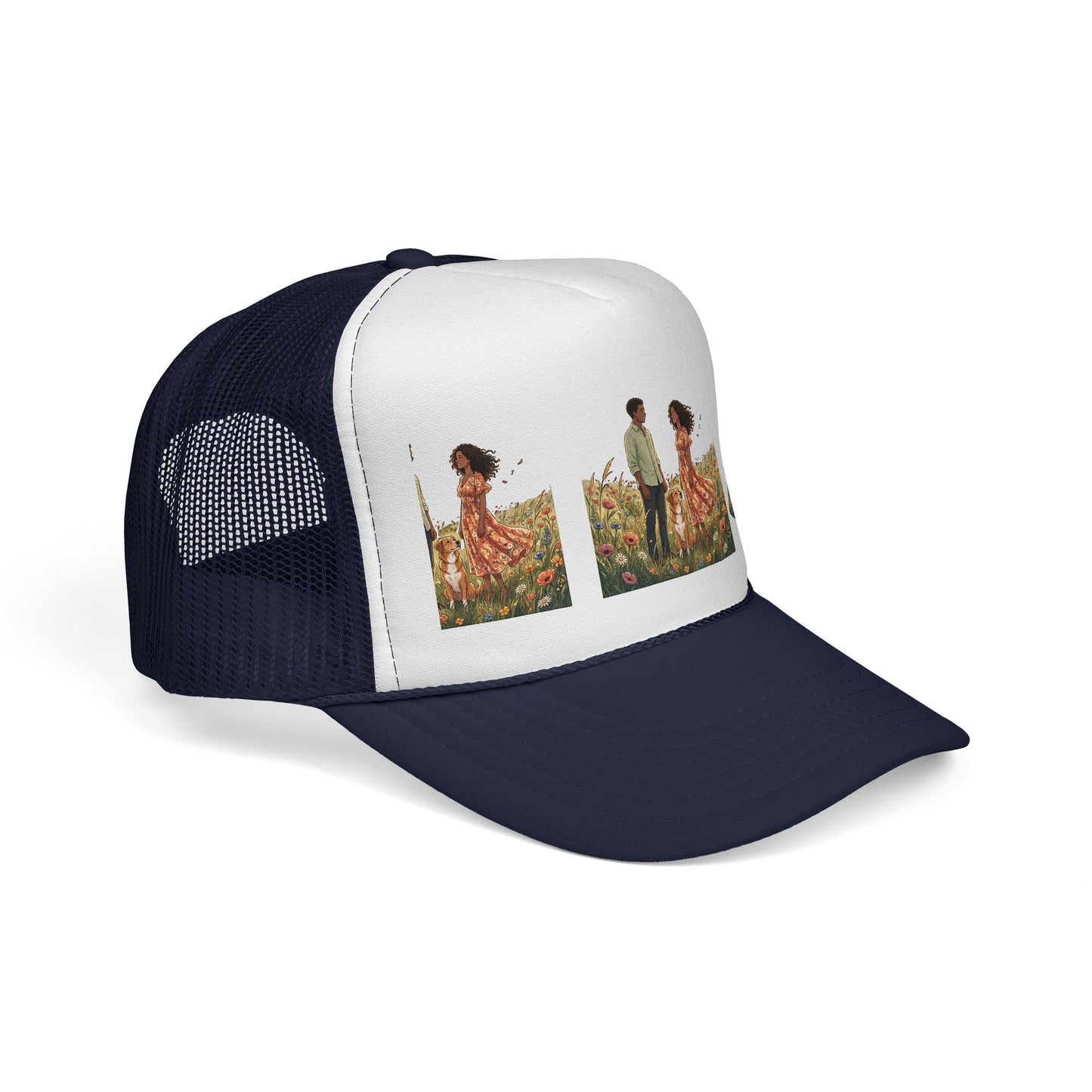 Trucker Cap — Boho Couple Meadow Illustration Hat
