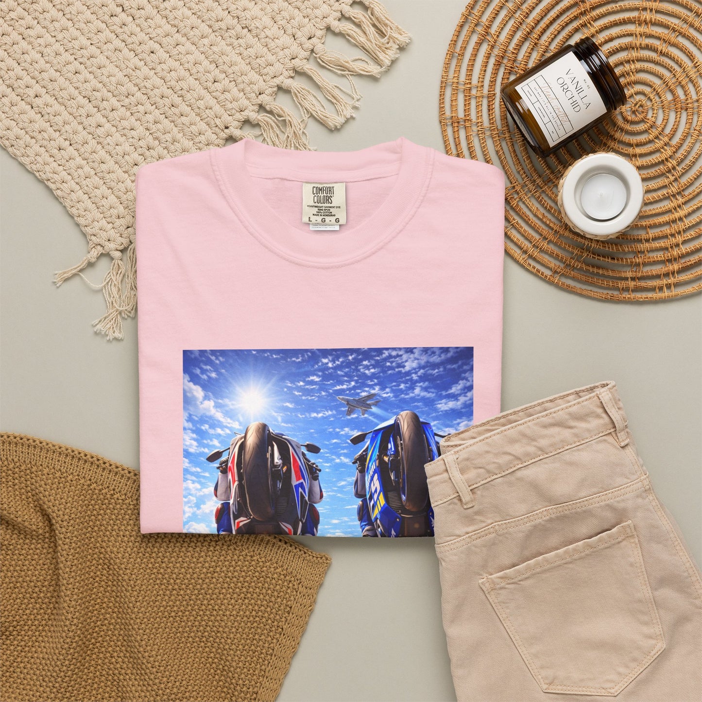 Motorcycle Sunset T-Shirt — Two Bikes Riding Into the Horizon
