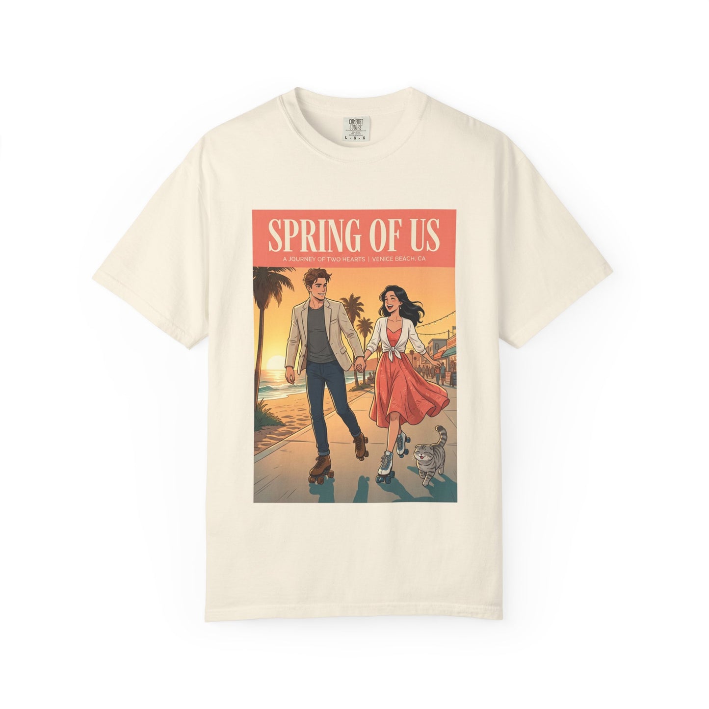 Spring of Us T-Shirt — Vintage Romantic Beach Couple Graphic Tee