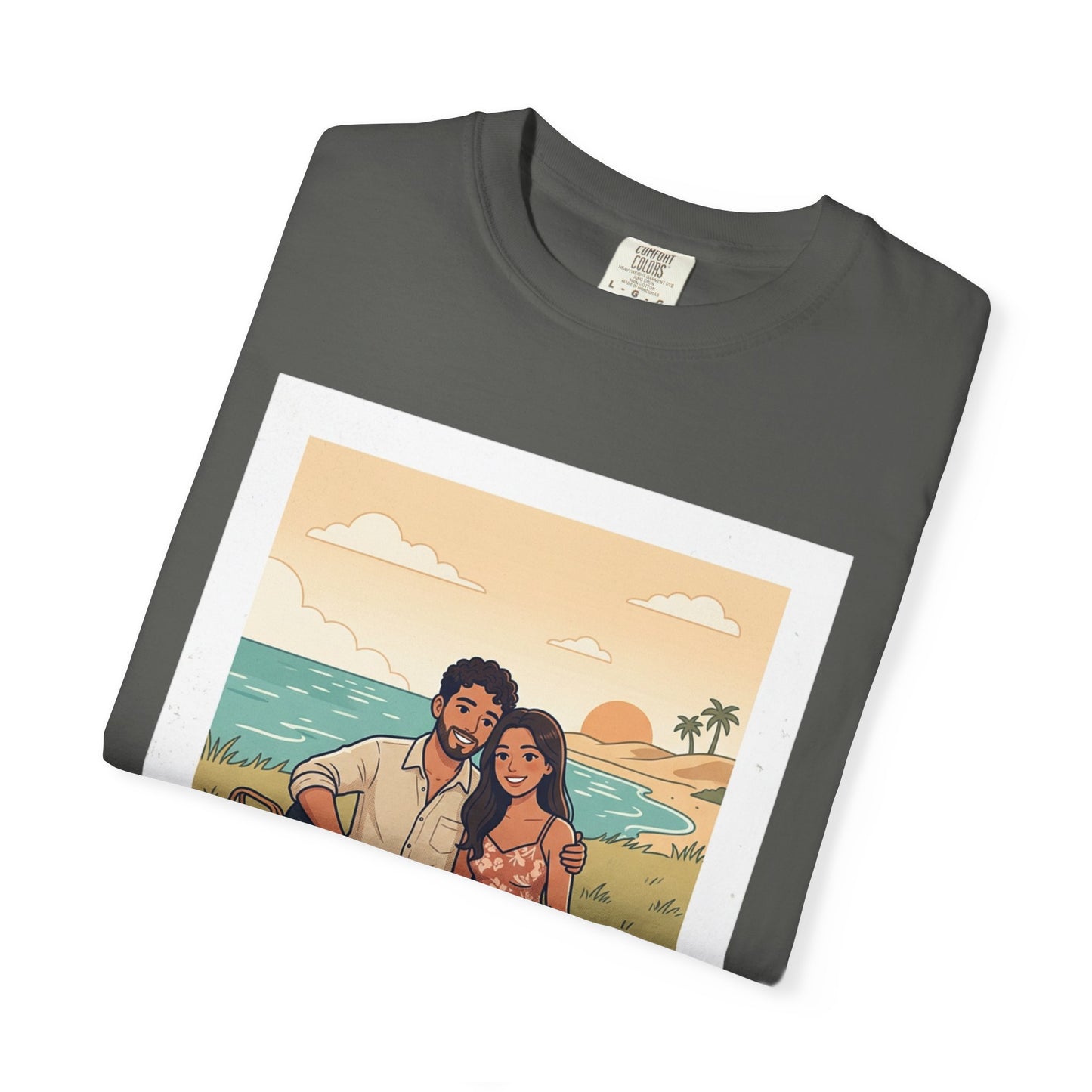 Beach Picnic Couple T‑Shirt — “The best days aren’t planned.” Relaxed Vacation Tee