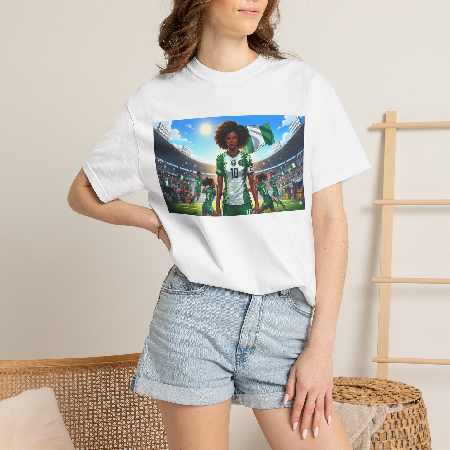 Commander- Female- Nigerian Soccer Player Stadium  - T-shirt - Graphic Tee