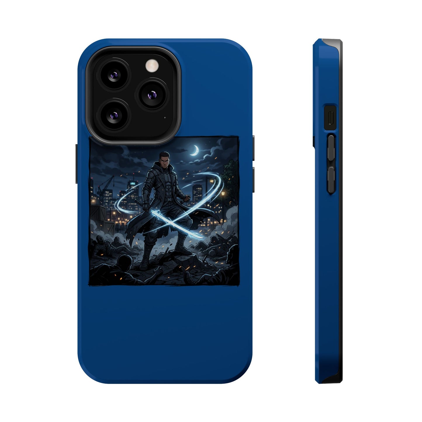 Magnetic Impact-Resistant Phone Case — Night Warrior Sci‑Fi Design