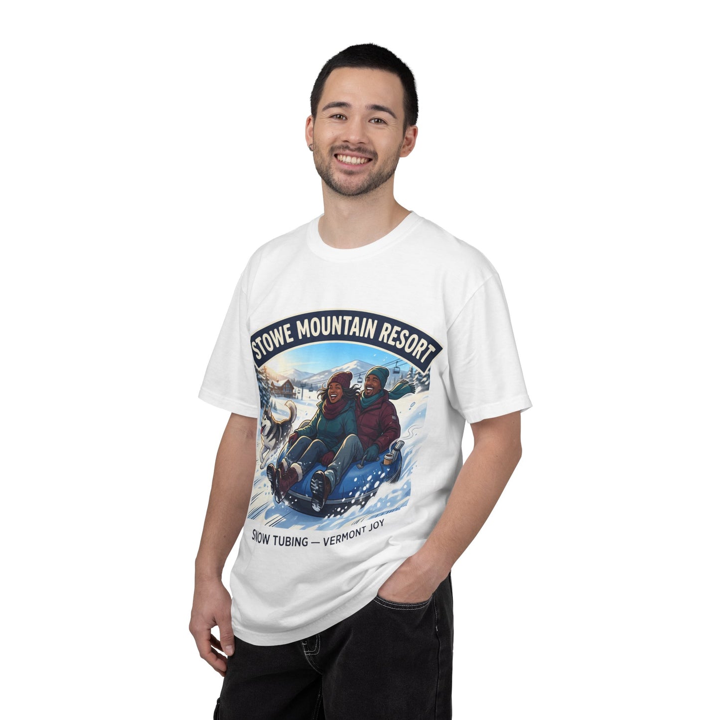 Stowe Mountain Resort Snow Tubing T-Shirt — "Vermont Joy" Winter Apparel
