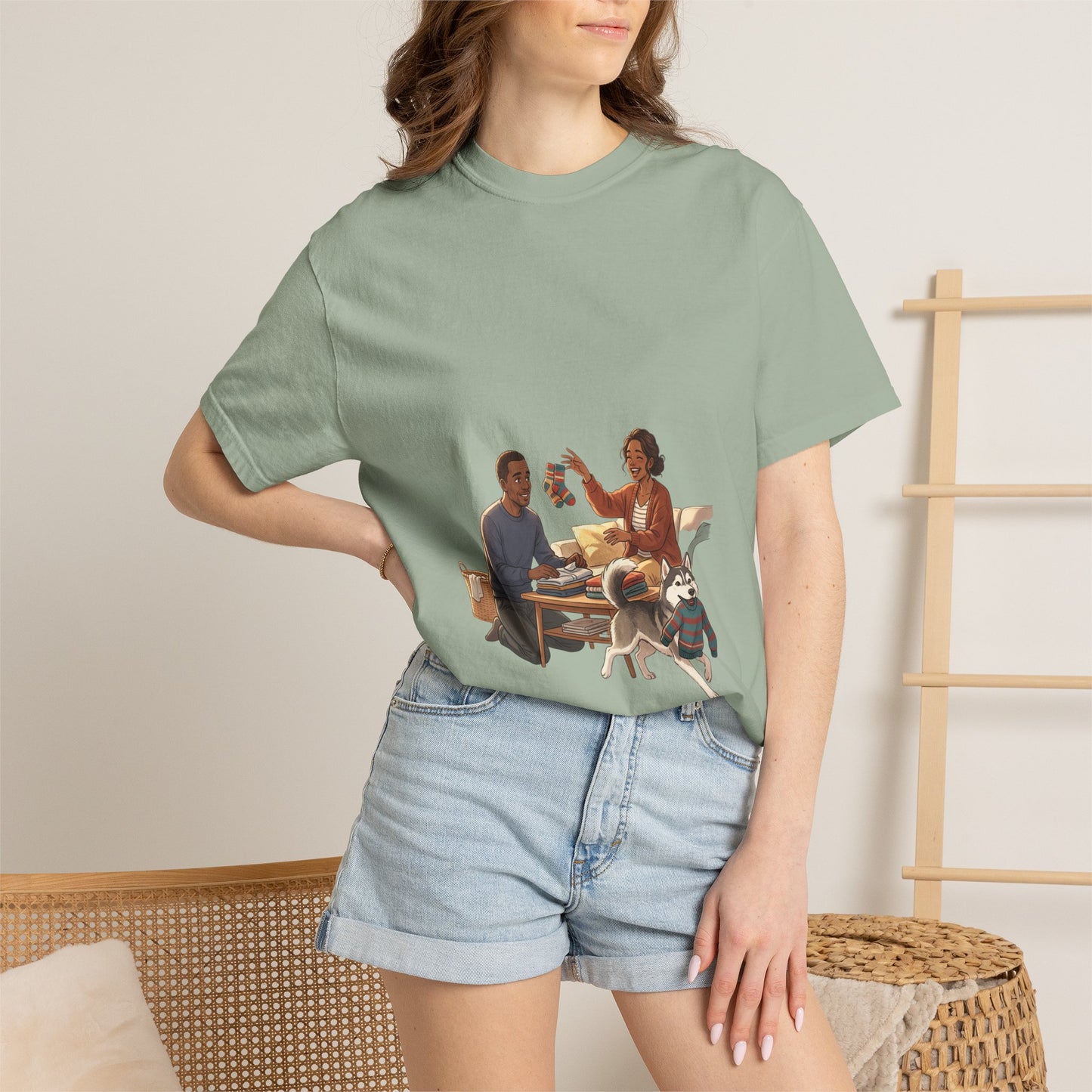 Picnic Cheers T-Shirt — Vintage Couple & Dog Illustration Tee