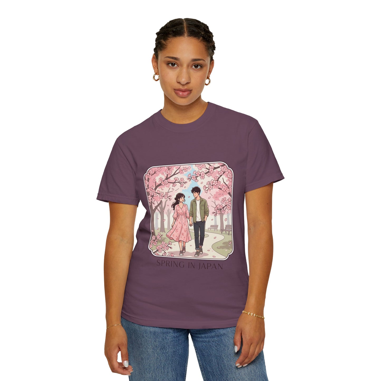 Spring in Japan T-Shirt — Cherry Blossom Couple Graphic Tee
