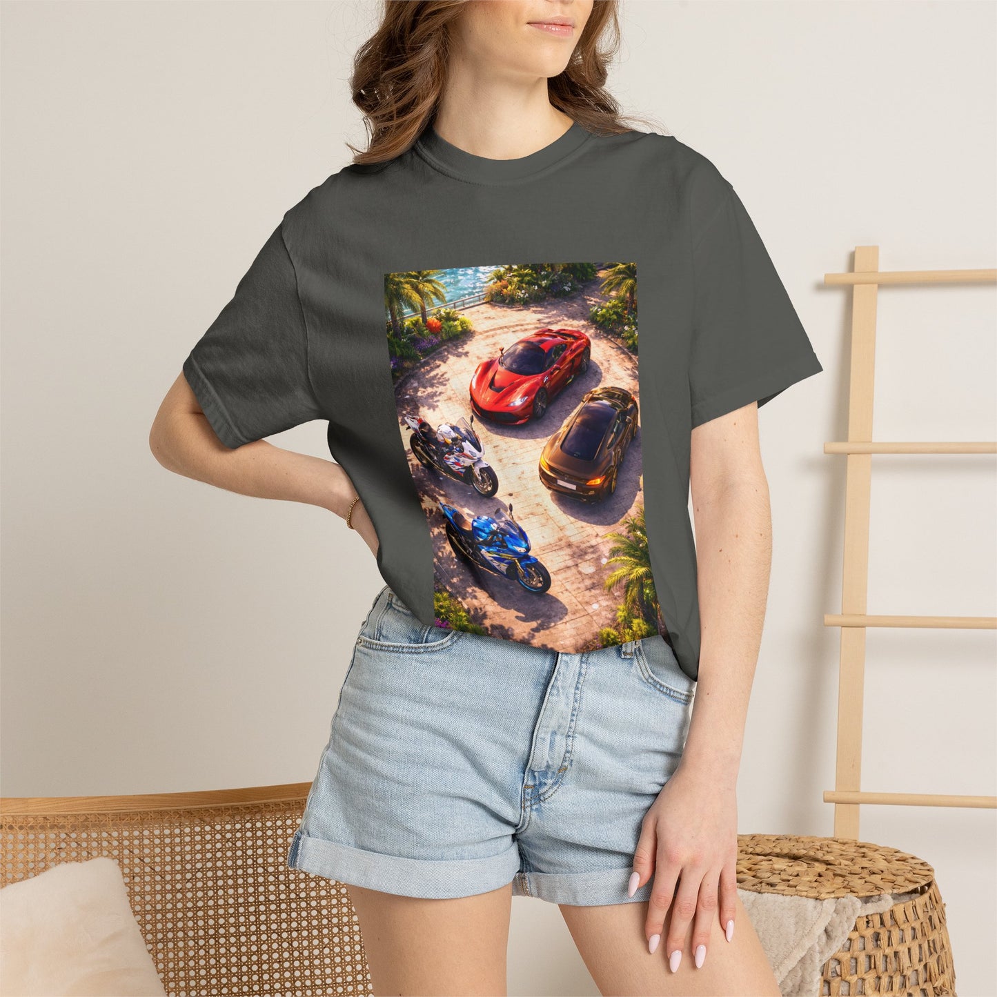 MULTI-VEHICLE - T-Shirt — Tropical Sports Cars & Motorbikes Print