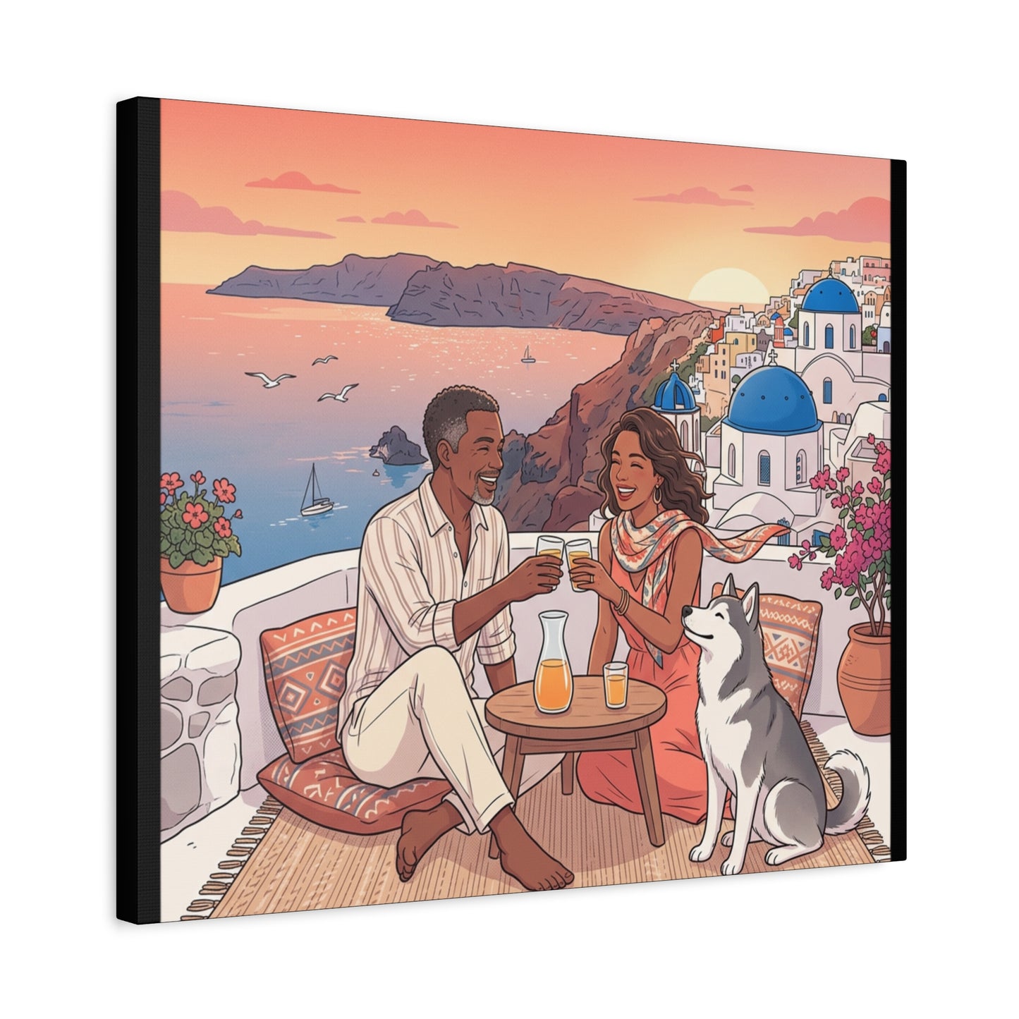 Santorini, Greece – “Sunset Serenade - Matte Canvas, Stretched, 1.25"