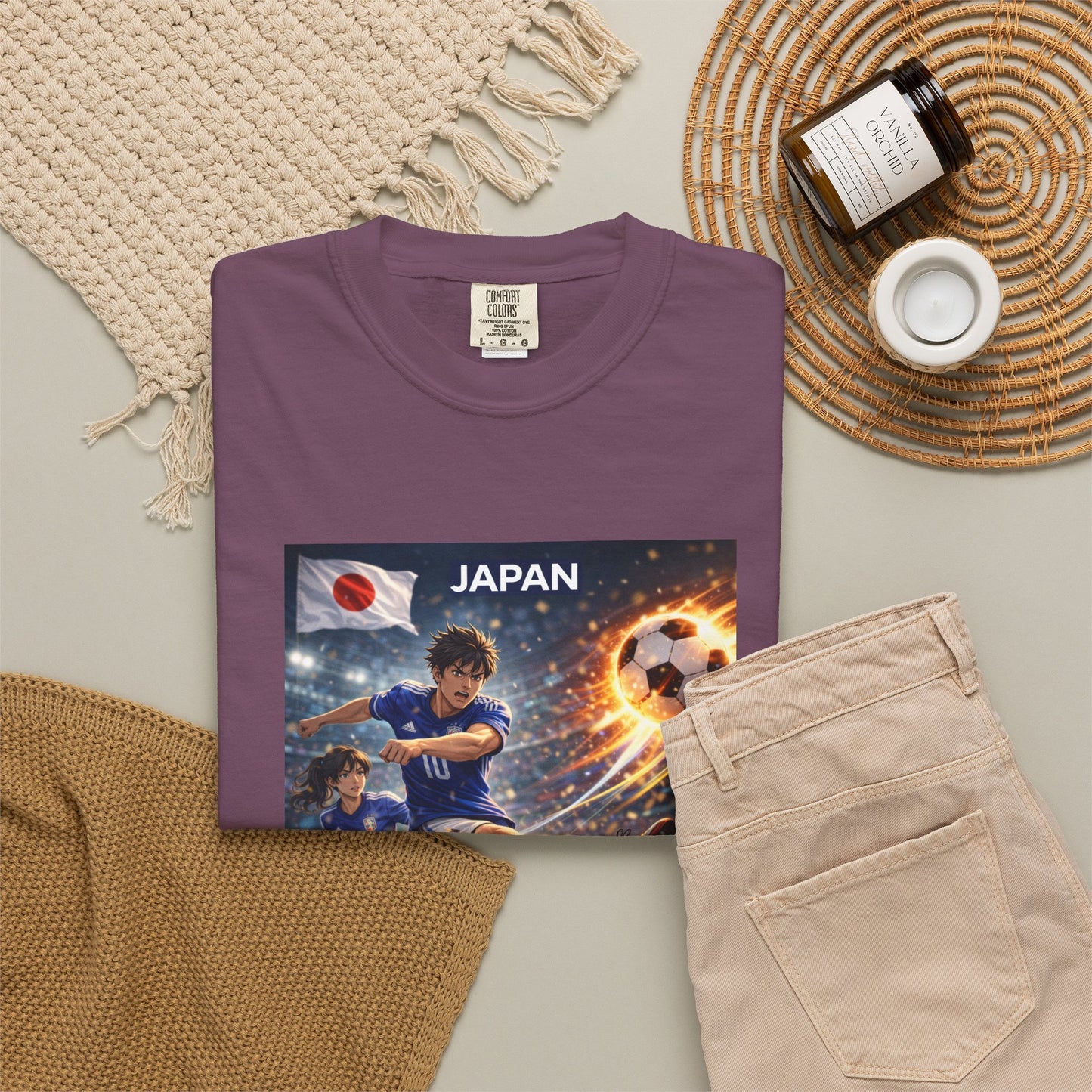 Japan Soccer Team Graphic T‑Shirt — Dynamic Football Players Design