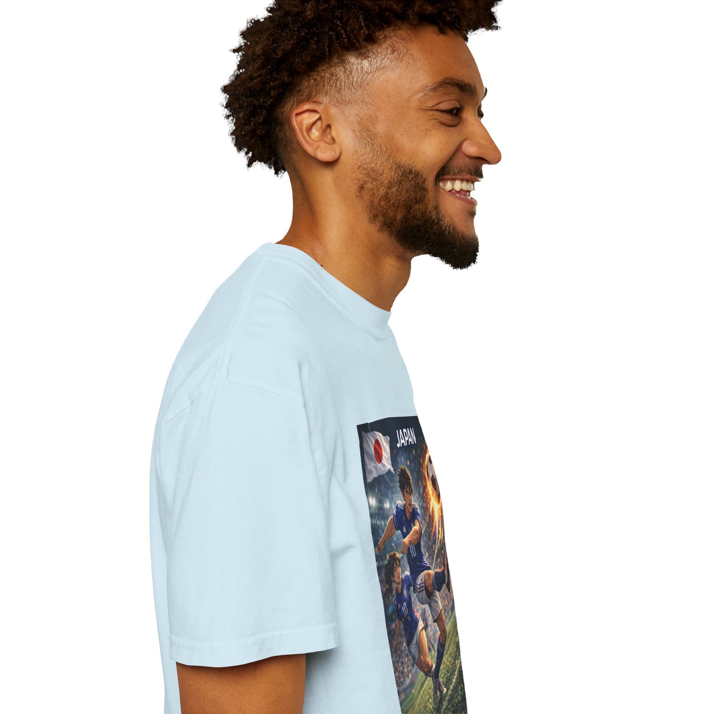 Japan Soccer Team Graphic T‑Shirt — Dynamic Football Players Design