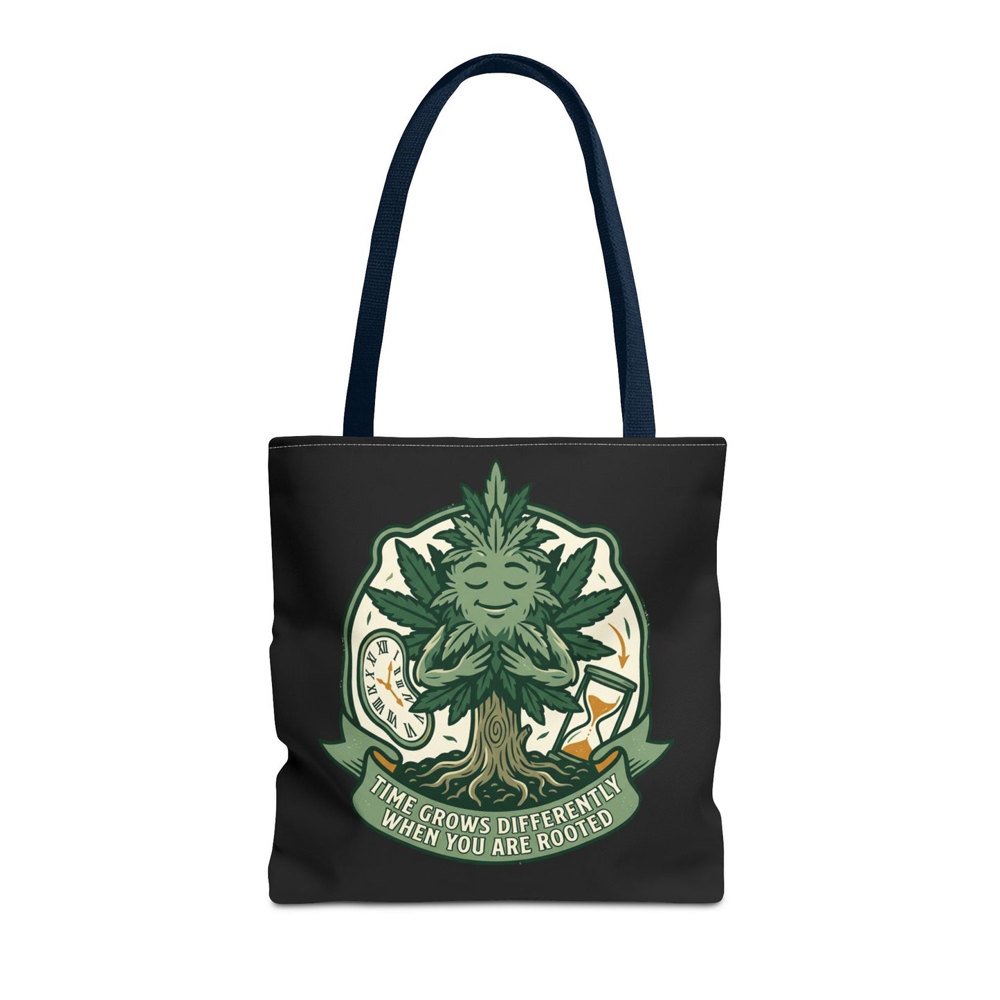 Rooted Tree Spirit Tote Bag — “Time Grows Different When You Are Rooted” Eco Tote