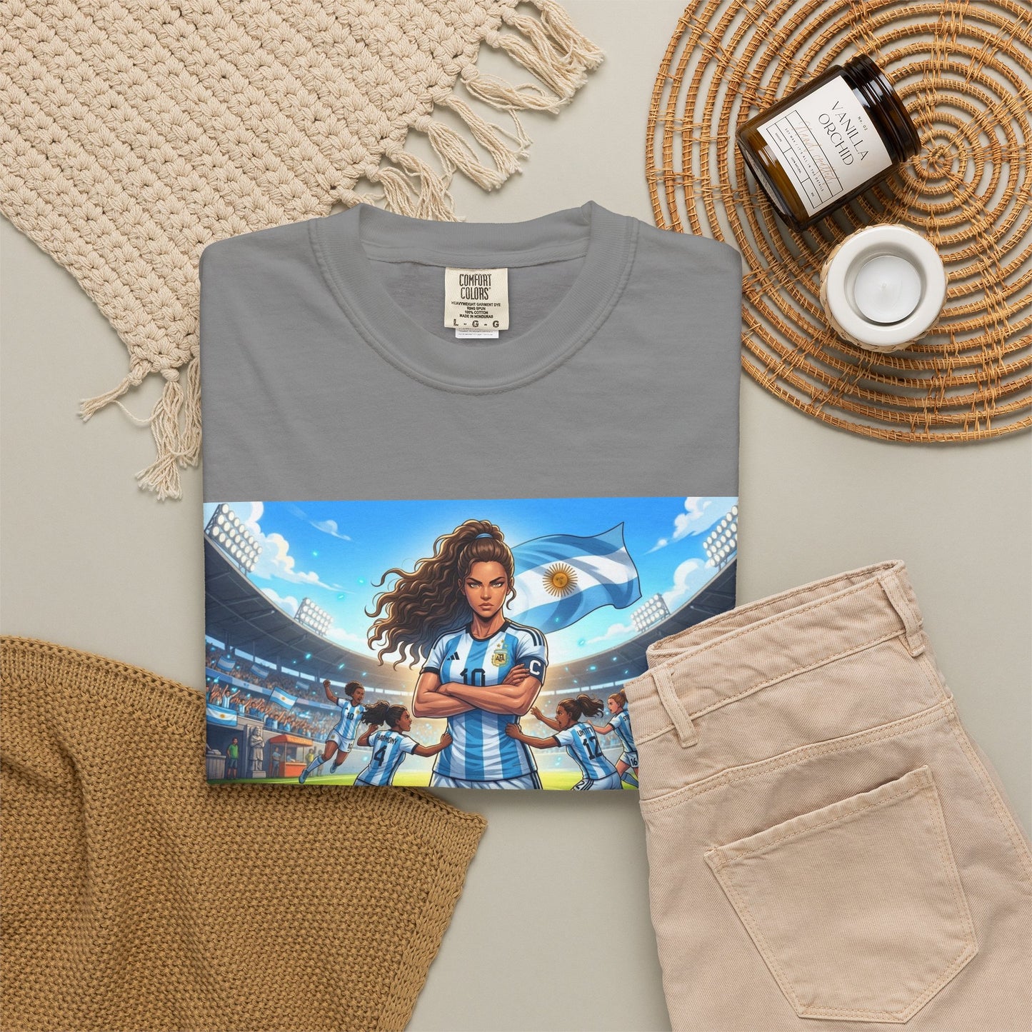 Argentina Soccer Heroine Stadium T-Shirt – Female Soccer Player Graphic Tee