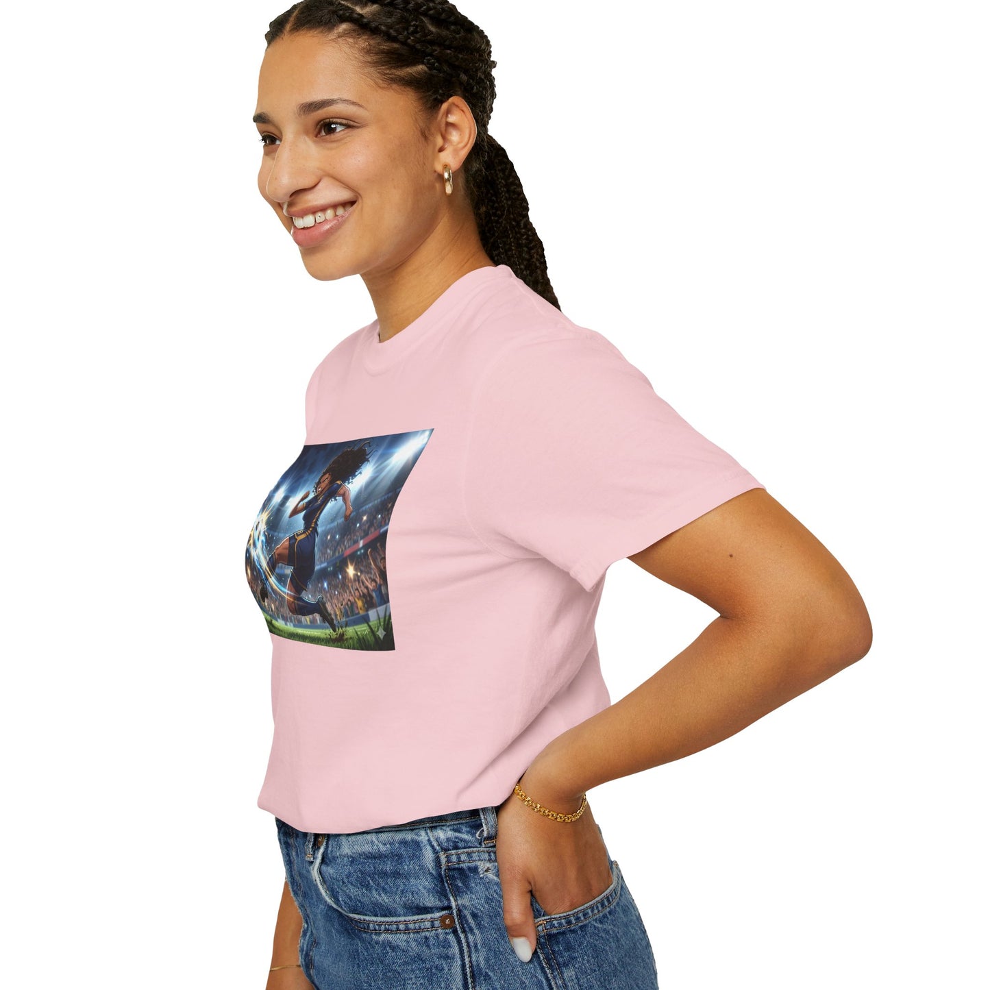 Soccer Kick Graphic T-Shirt — Energetic Stadium Football Design