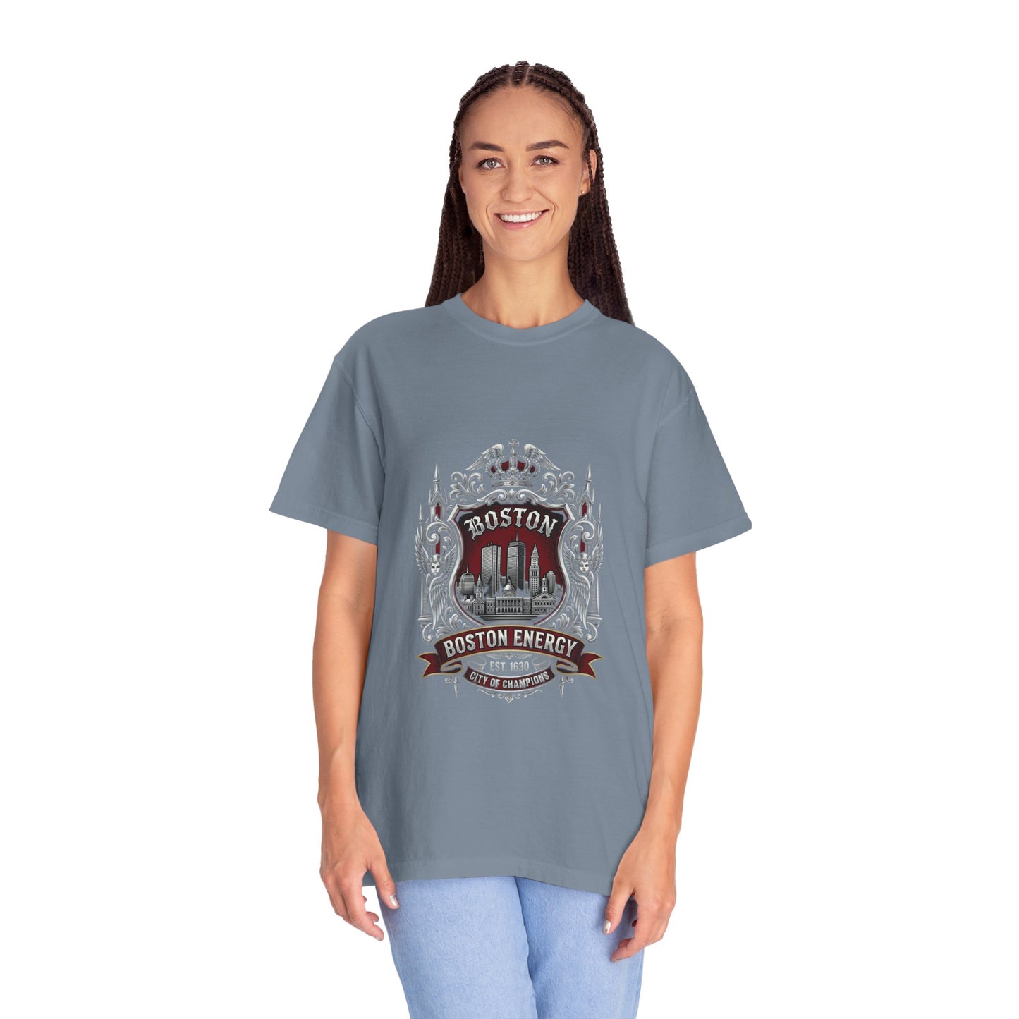 Boston Energy Vintage Crest T-Shirt — Retro City Skyline Tee