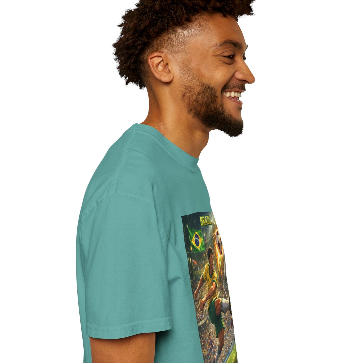 Brazil Soccer T-Shirt – Vintage Player Kick Graphic (Brazil)