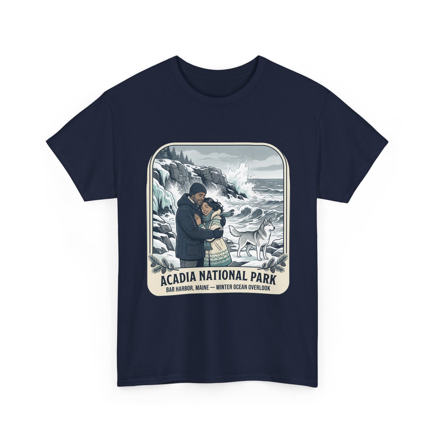 Acadia National Park Tee — Coastal Winter Couple Graphic