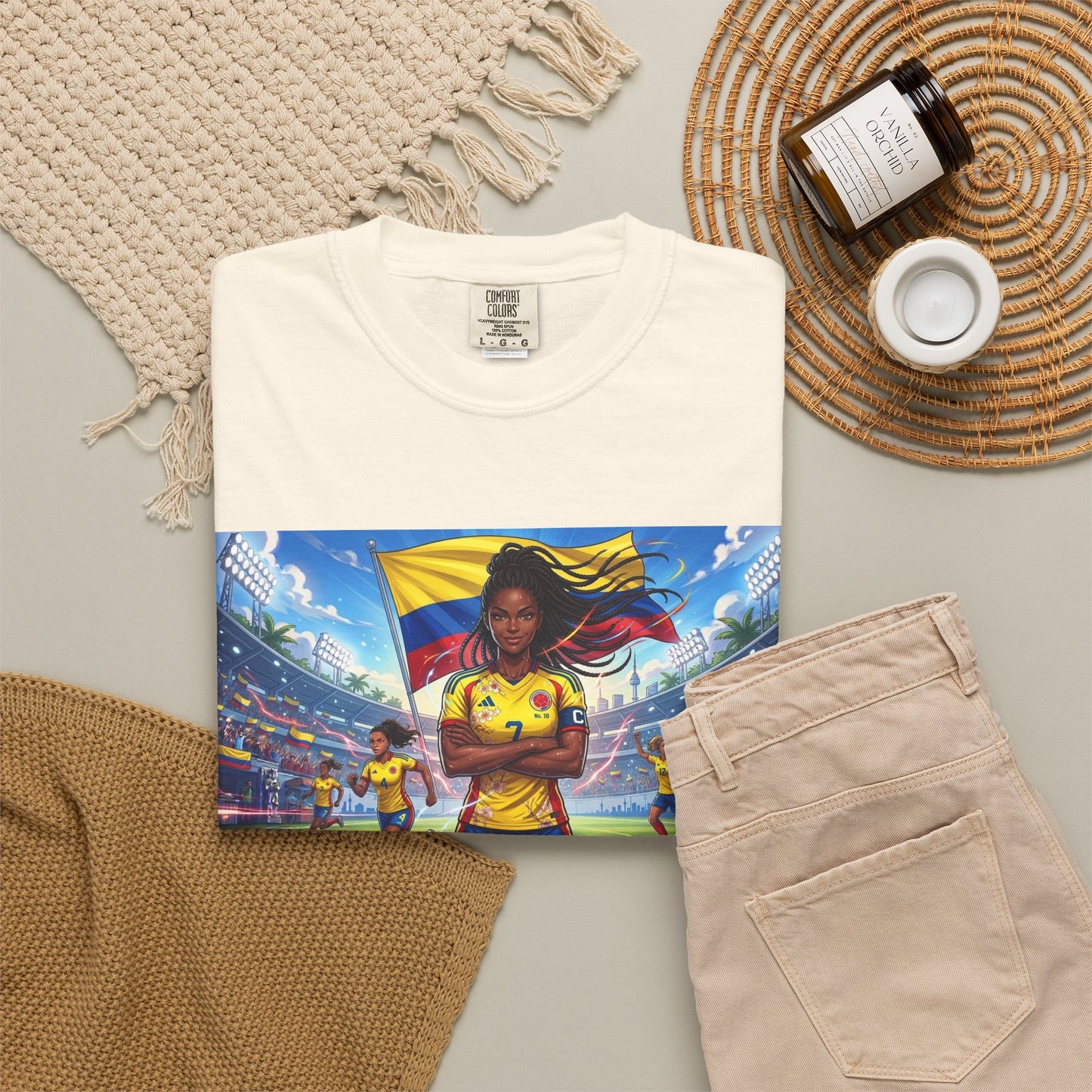 Soccer Champion Graphic T-Shirt — Woman Goalkeeper Stadium Art
